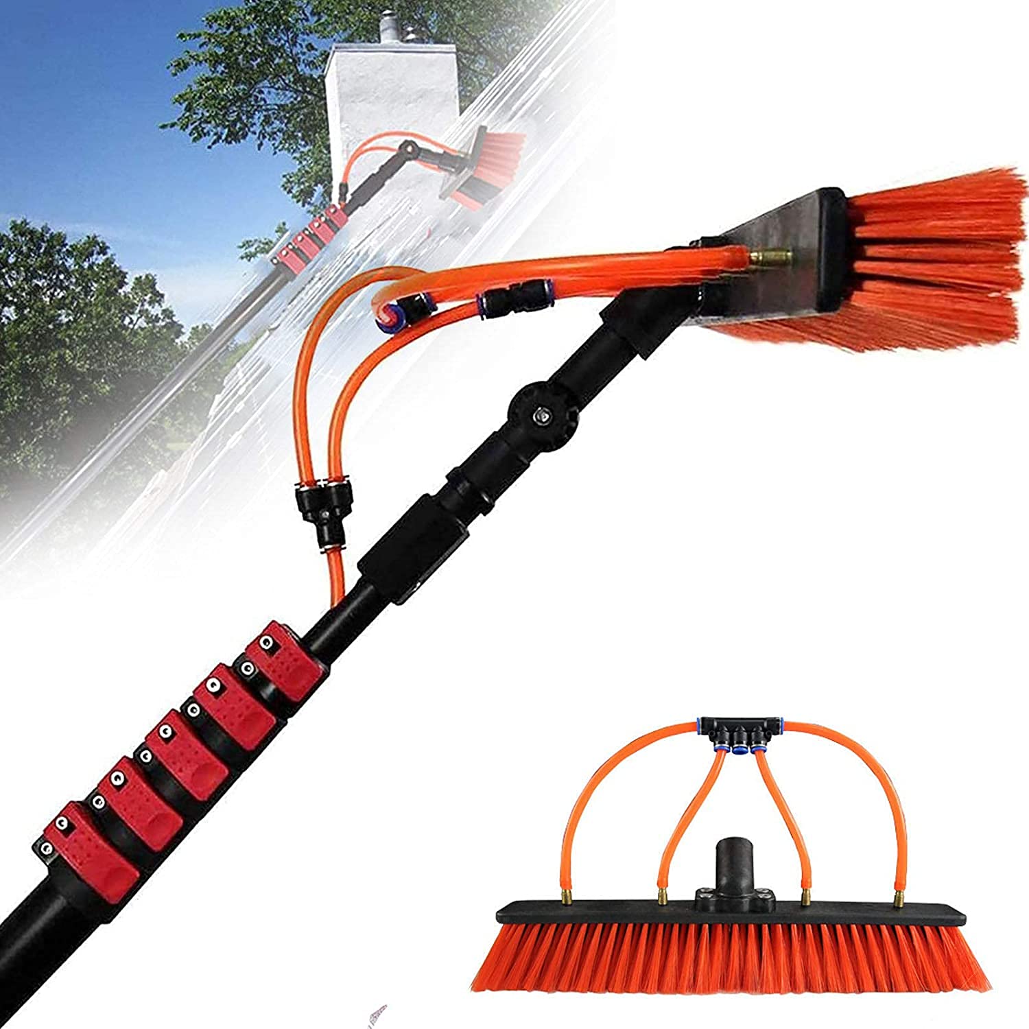 GTHTUHFD Photovoltaic Panel Cleaning 3.6-11M Water Fed Telescopic Brush Window Clean Extendable Cleaner Conservatory Roof Cleaning Tools Photovoltaic And Solar Panels Cleaner,20ft/6m