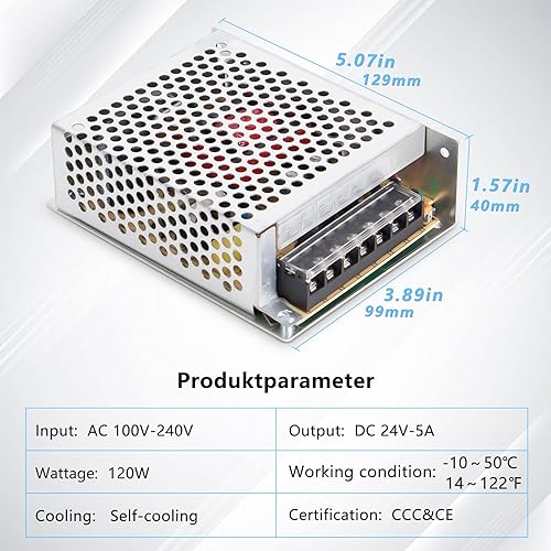 Miniatura 2 de Fuente de alimentación conmutada de 24V 5A 120W DC AC 100V240V a DC-12V Adaptador de corriente, voltaje constante del transformador, adecuado para