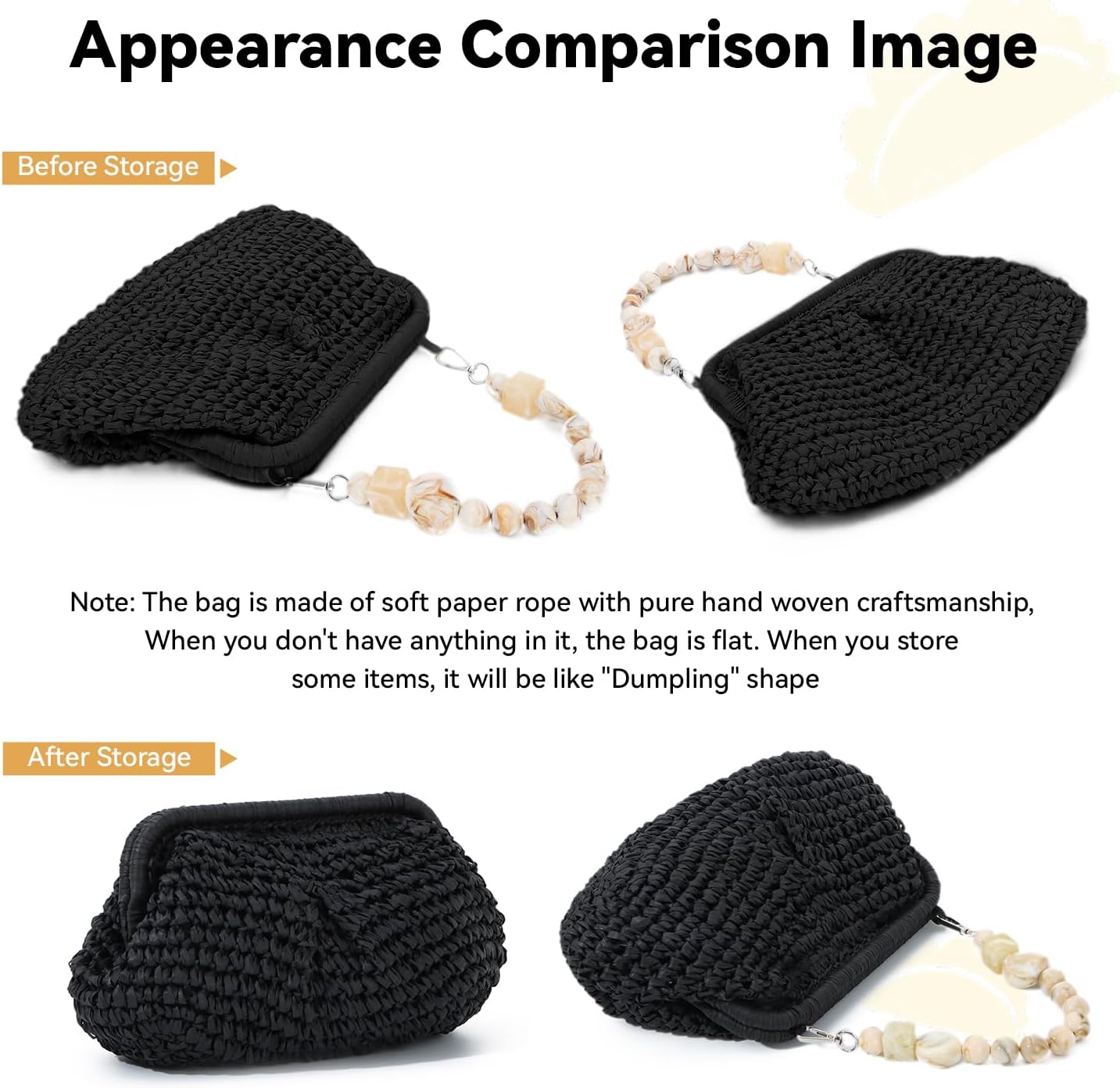 Straw Dumpling Clutch Bag - Woven Straw Tote Clutch Purse for Women - Summer Beach Bag - Wicker Clutch