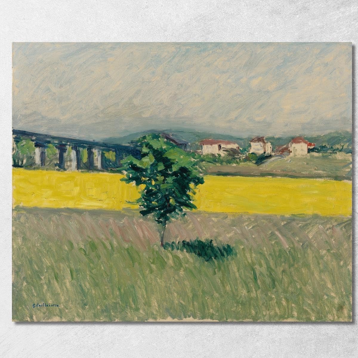 Toile Fine Art Prairie au Pont D'Argenteuil pour grand salon lumineux