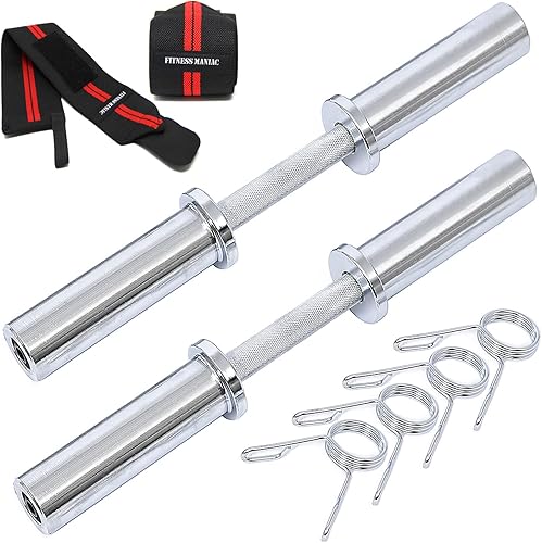 Barra resistente de 20 pulgadas, mango olímpico de acero sólido, dos asas