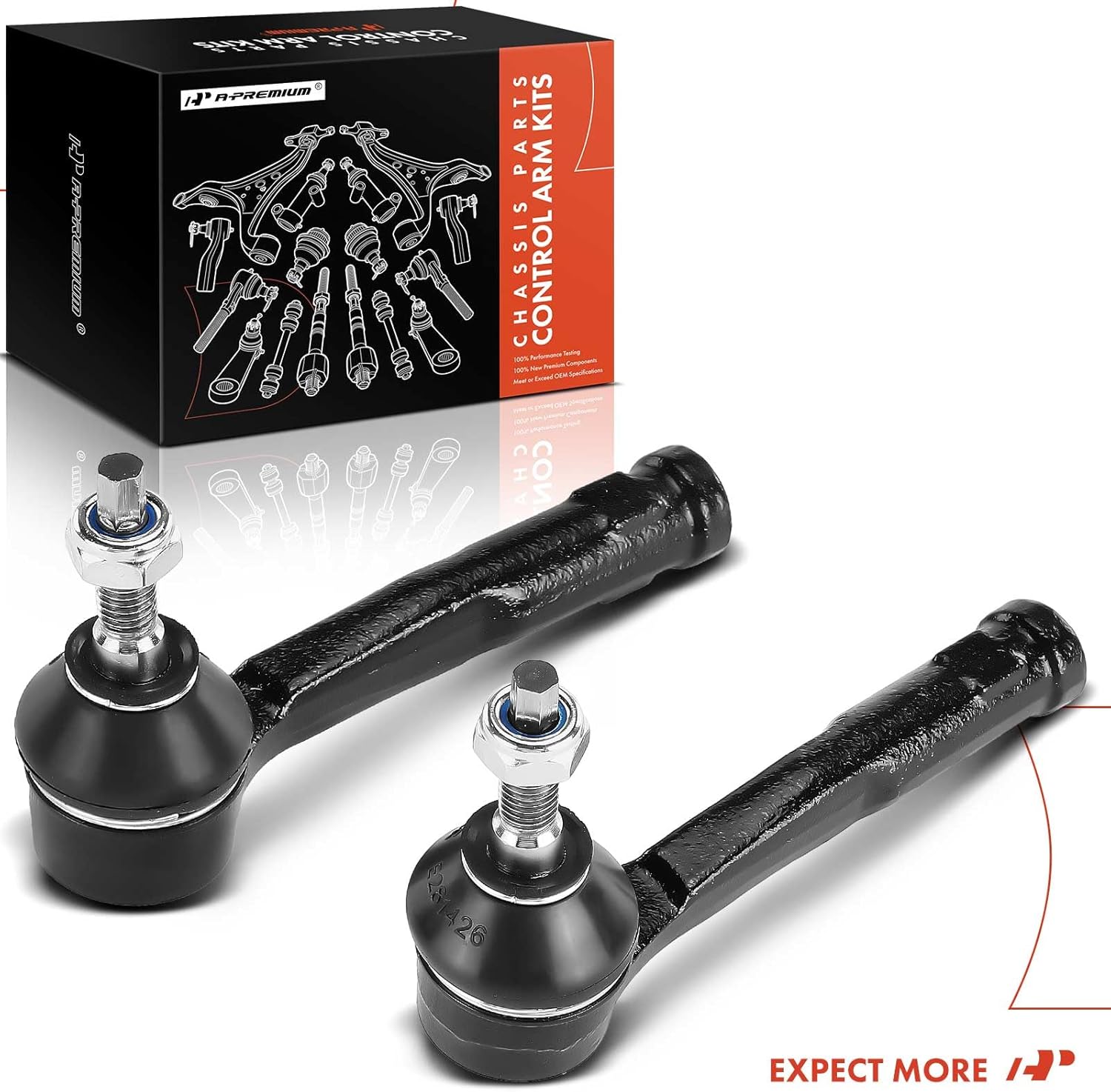 A-Premium 2 x Front Outer Tie Rod Ends, Compatible with Jeep MP Series Compass 2017-2023, BU Series Renegade 2015-2018 & Fiat 500X 2016-2022