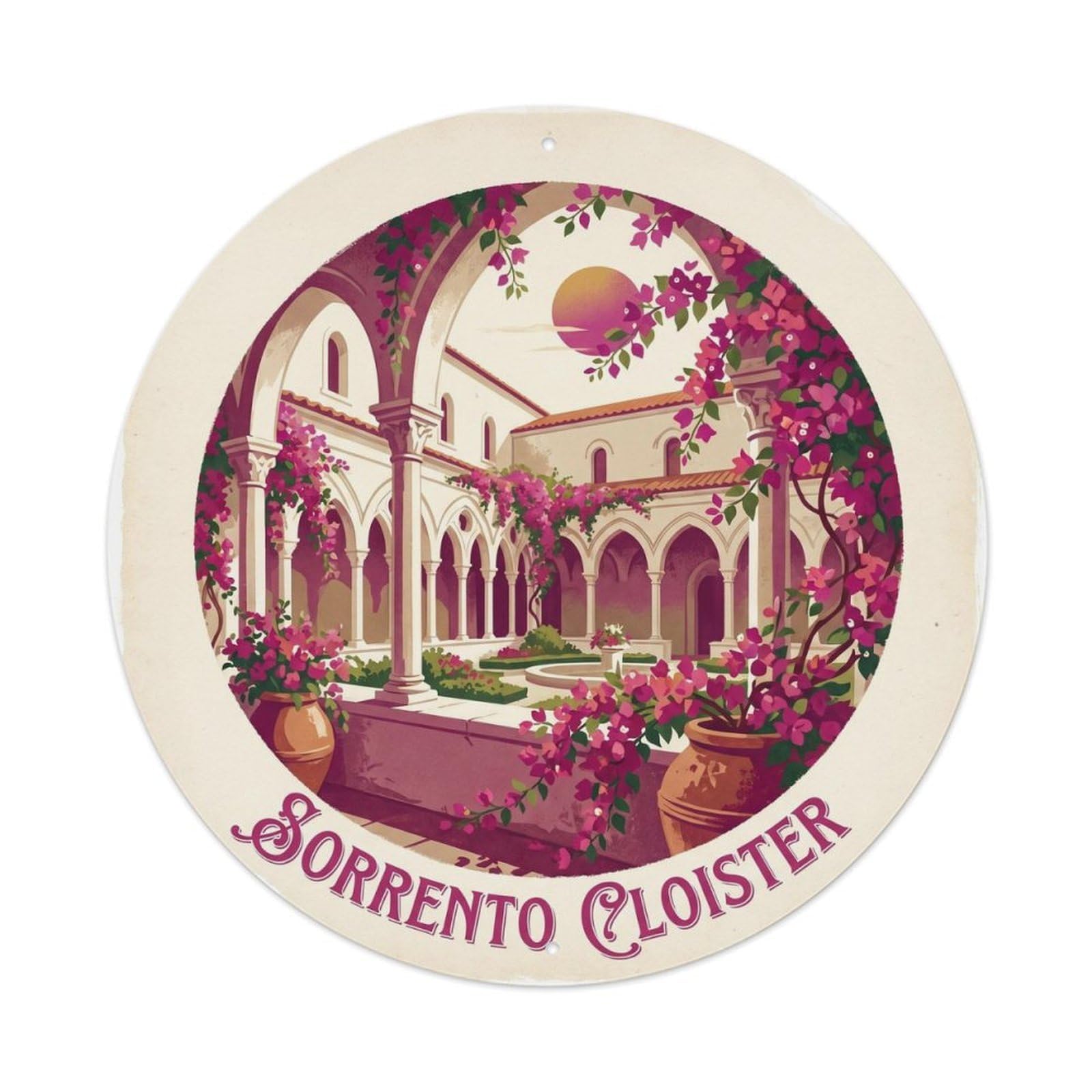Sorrento Italy Landmark Travel Cloister Vintage Metal Tin Sign