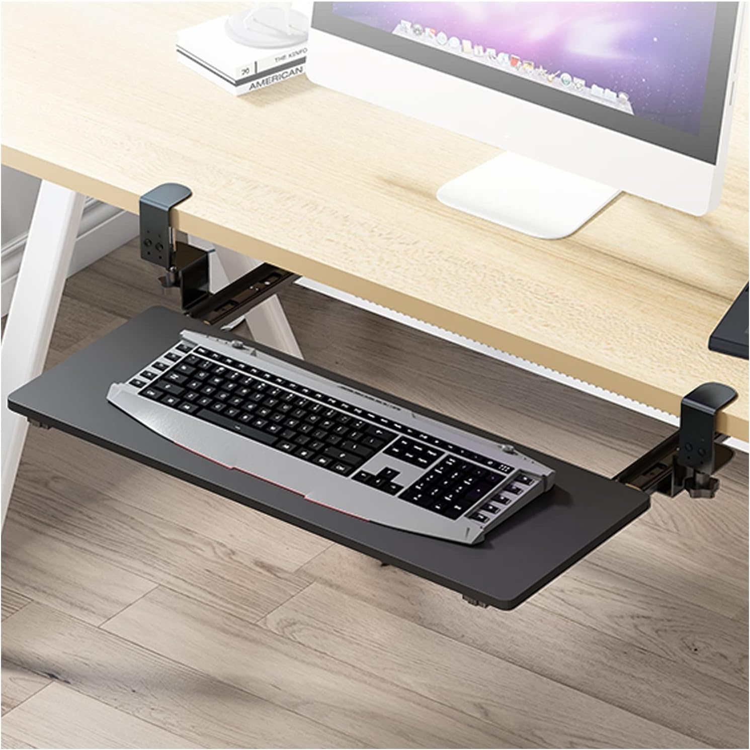MERAXI Height Adjustable Keyboard Tray with C Clamp