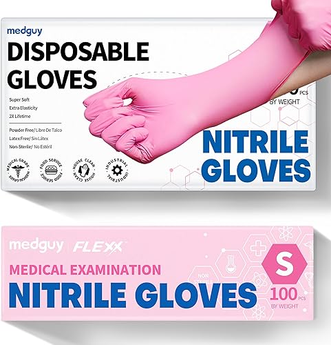 Nitrile Exam Gloves, 4.5 Mil Powder-Free Food-Safe Cleaning Esthetician Medical Disposable Glove, 100 Pcs