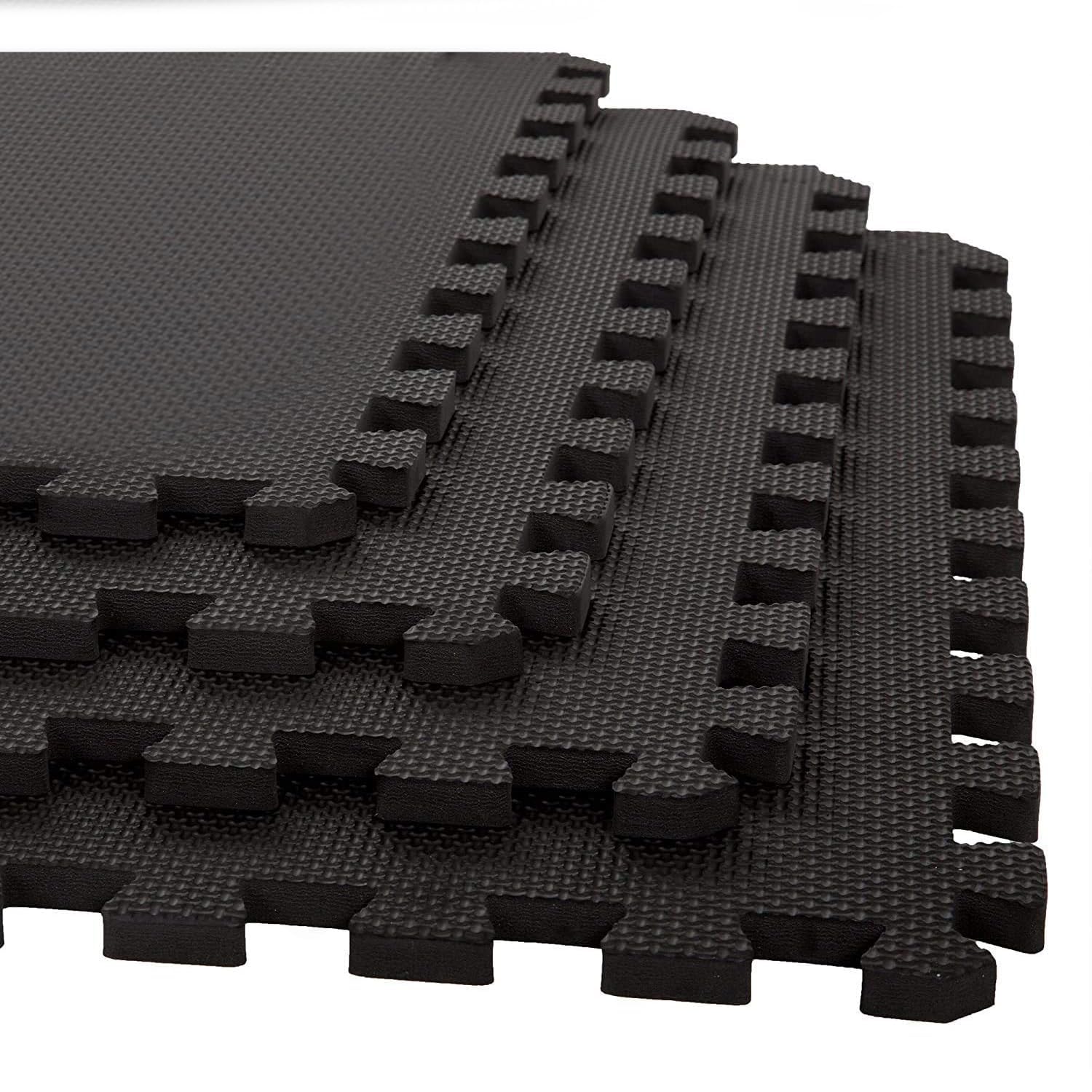 CULT Interlocking EVA Foam Tiles Set Workout Mat Home Gym Floor Protective Shockproof Anti-Slip Exercise Cushioning Equipment Yoga Black