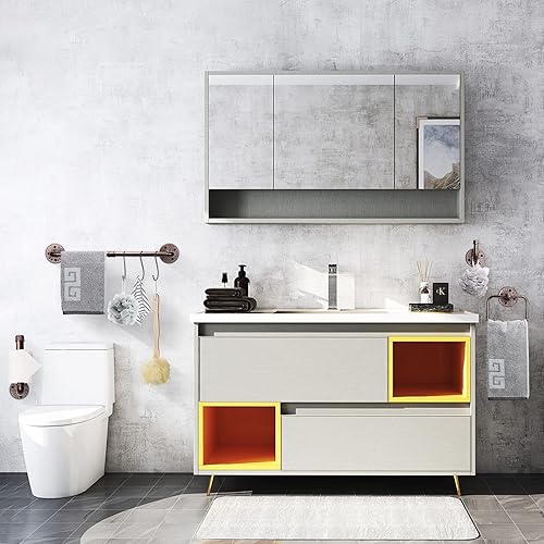 Miniatura 6 de NearMoon Juego de accesorios de baño de tubería industrial de 4 piezas, incluye barra de toalla de 18 pulgadas, anillo de toalla, soporte para papel