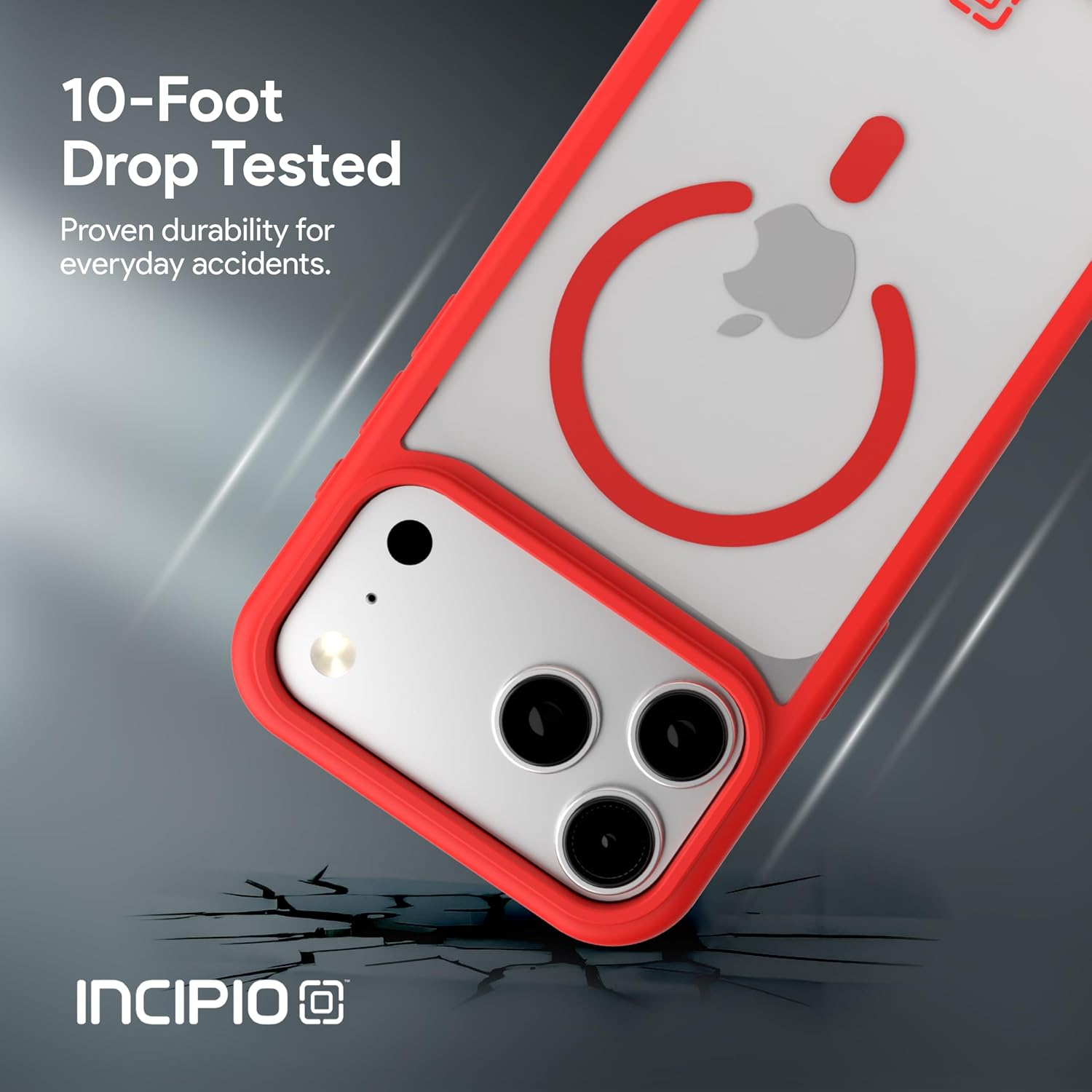 Incipio - Velocity iPhone 17 Pro Max, Magsafe Compatible Phone Case, 10ft-12ft Drop Tested, Ultra Durable & Shock Absorbing, Scratch Resistant & Slim Profile (Red/Clear) image 5