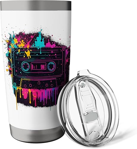 Miniatura 5 de Vaso aislado de acero inoxidable de la vieja escuela del casete de la cinta del estilo retro