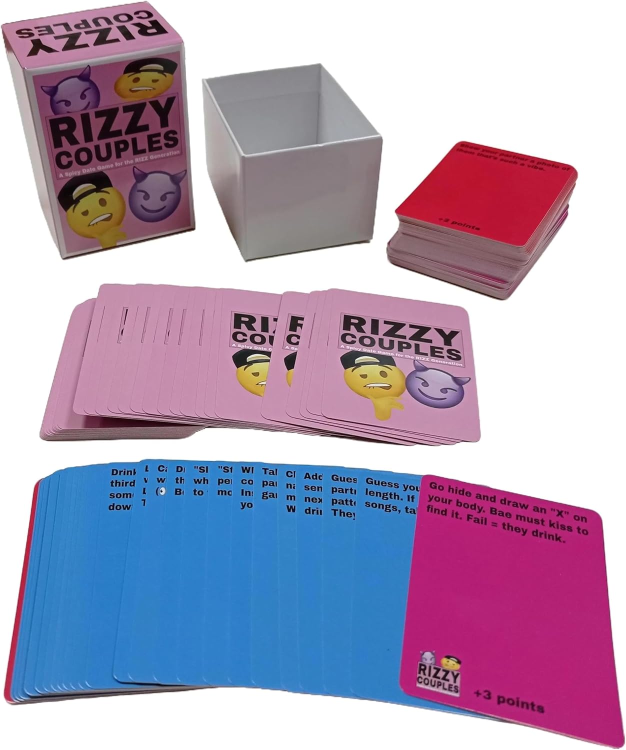 Spicy Date Game RIZZ UP Your Romance - 150 Cards with Challenges, Dares & Creative Rewards for Couples or Groups - Adult Card Game