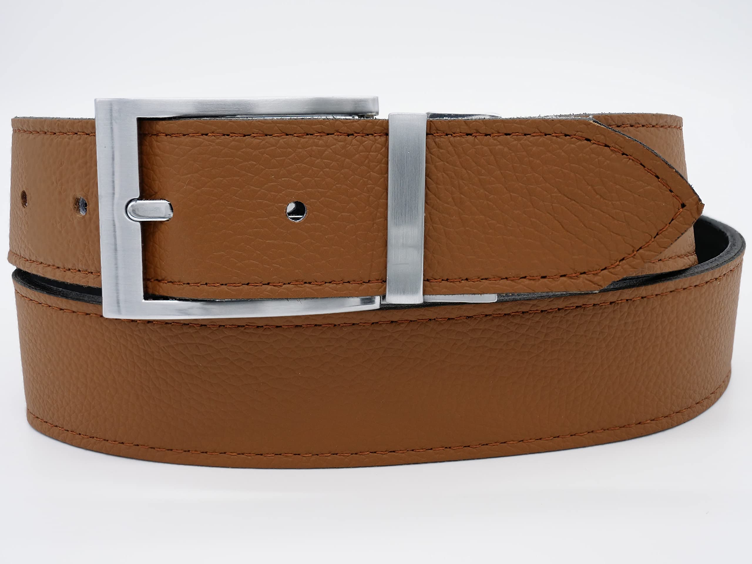 AnnaMatoni Gürtel Herren Ledergürtel Geschenk-Box Wendegürtel aus Nappa Leder 3,5cm breit Größe Kürzbar Braun und Schwarz 130cm
