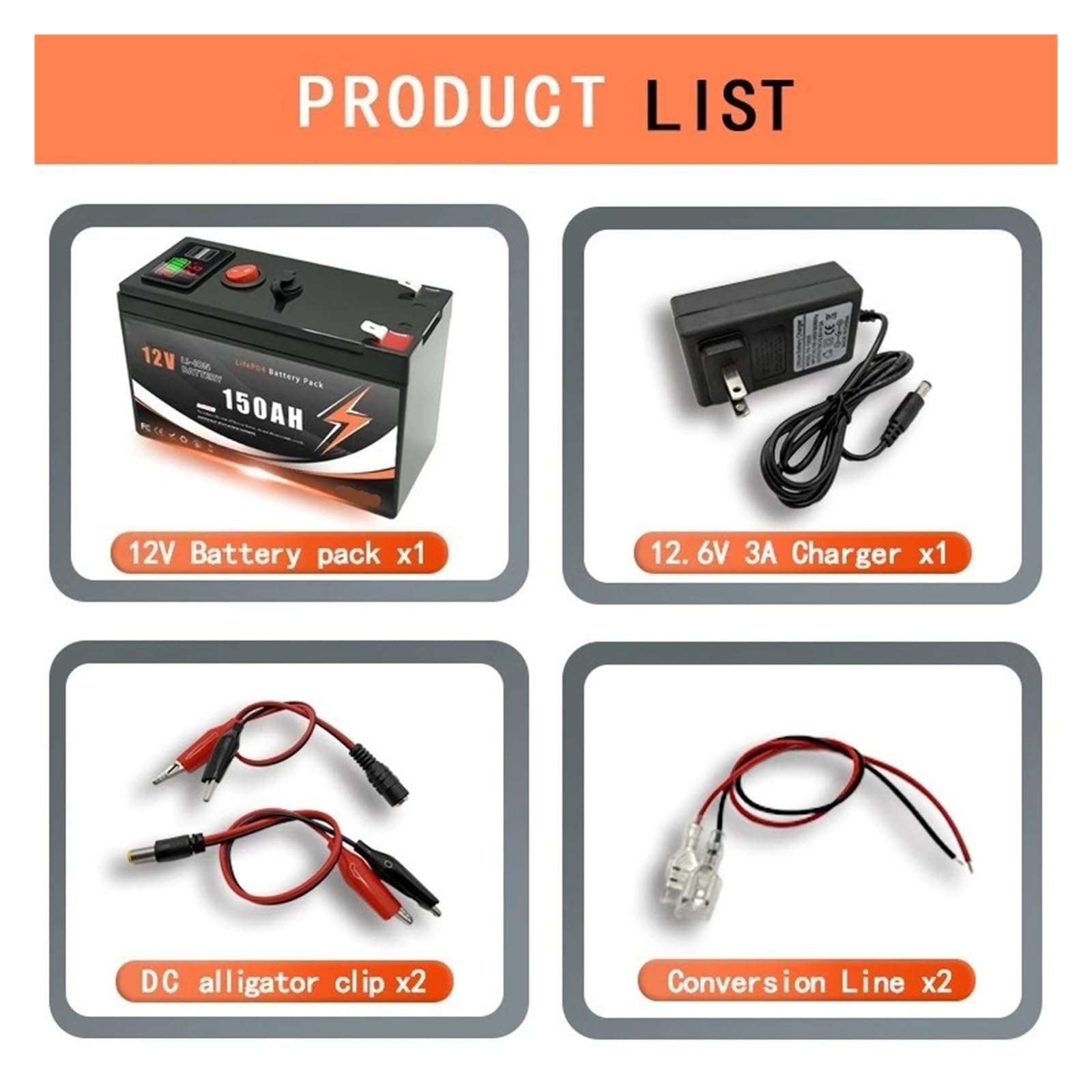 Batteria A Ciclo Profondo 12V 60/80/100/120/150Ah | Pacco batteria agli ioni di litio con display e doppia porta USB BMS integrato(12V 100Ah)