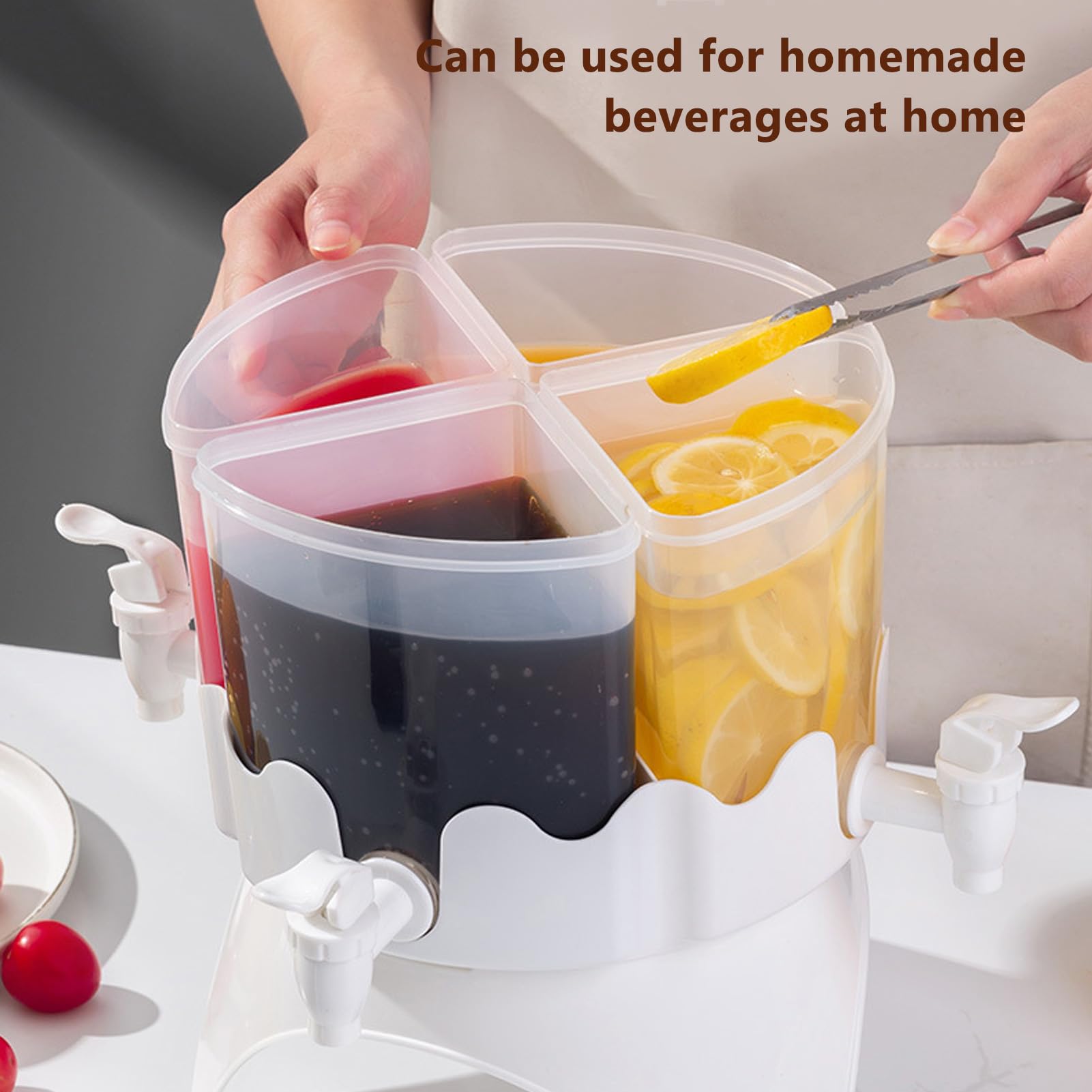 Dispenser Per Bevande, Dispenser Bevande, Dispenser Con Rubinetto Rotante Con Bollitore A 4 Griglie Staccabile Per Frigorifero, Grande Capacità, Plastica