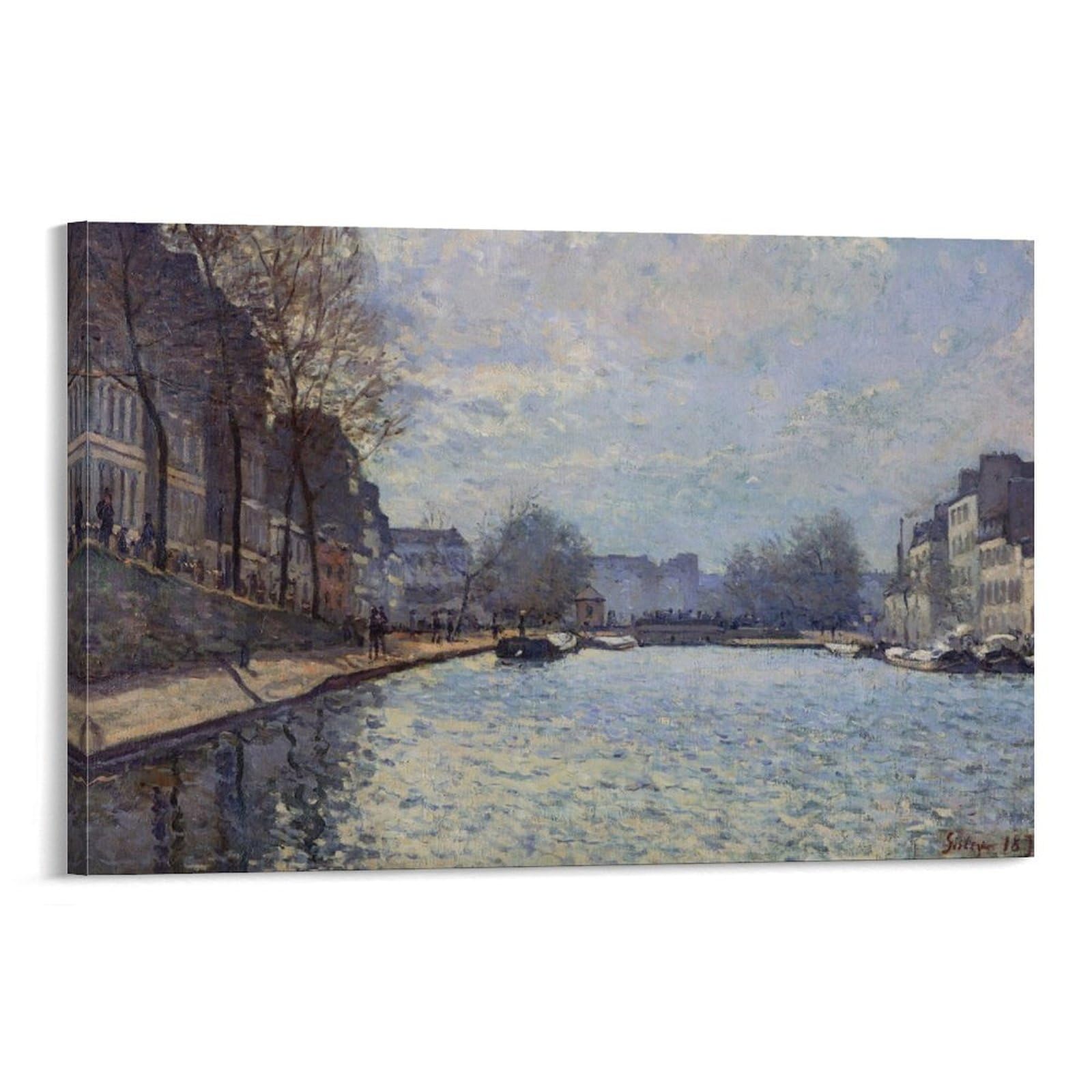 Blick Auf Den Canal Saint-Martin, Paris, 1870 by Alfred Sisley Wall Art Prints Poster Canvas Painting Poster Wall Art Decorative Picture Prints Modern Decor 24x36inch(60x90cm)