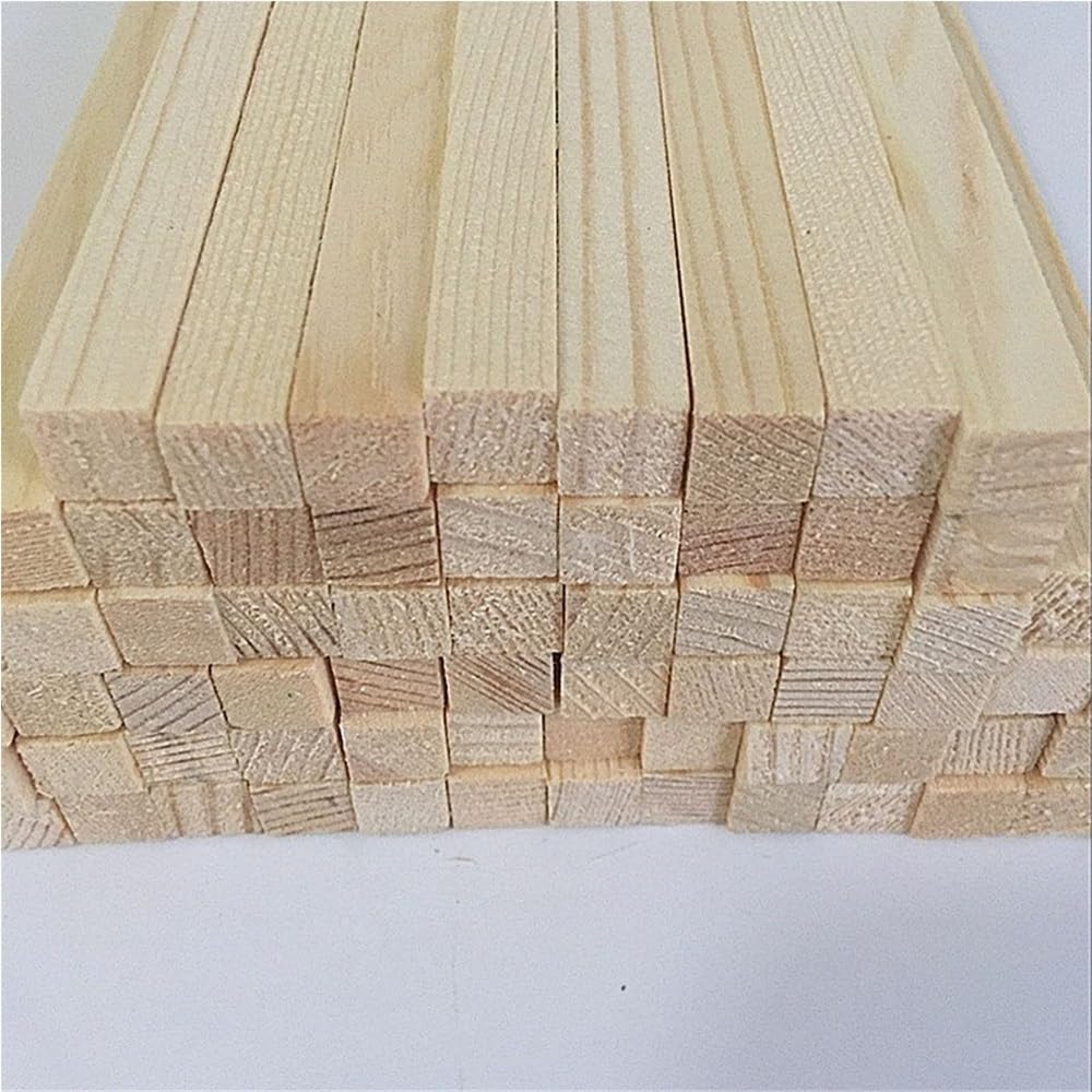 Kije drewniane, Ręcznie robione kwadratowe patyczki drewniane sosnowe, opakowanie 5 szt., 5x5-25x25x330-500 mm(12x12x500mm)