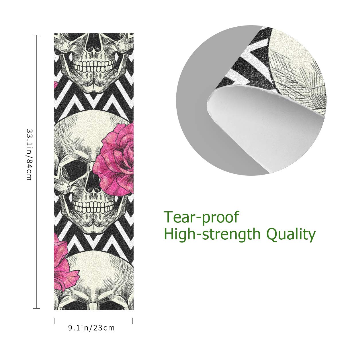 MNSRUU Skateboard Griptape Mit Totenkopf-Muster – Rutschfest, 84x23 Cm Für Longboard & Skateboard
