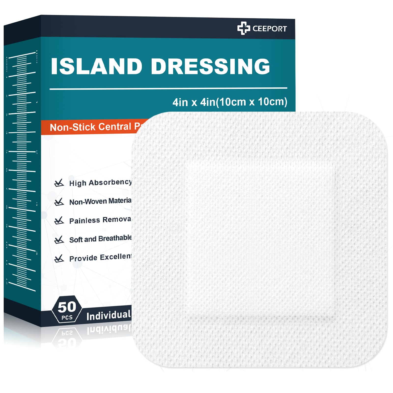 Ceeport Island Dressing with Adhesive Border 4"x10", 25 Individual Pack — Amazon image 7