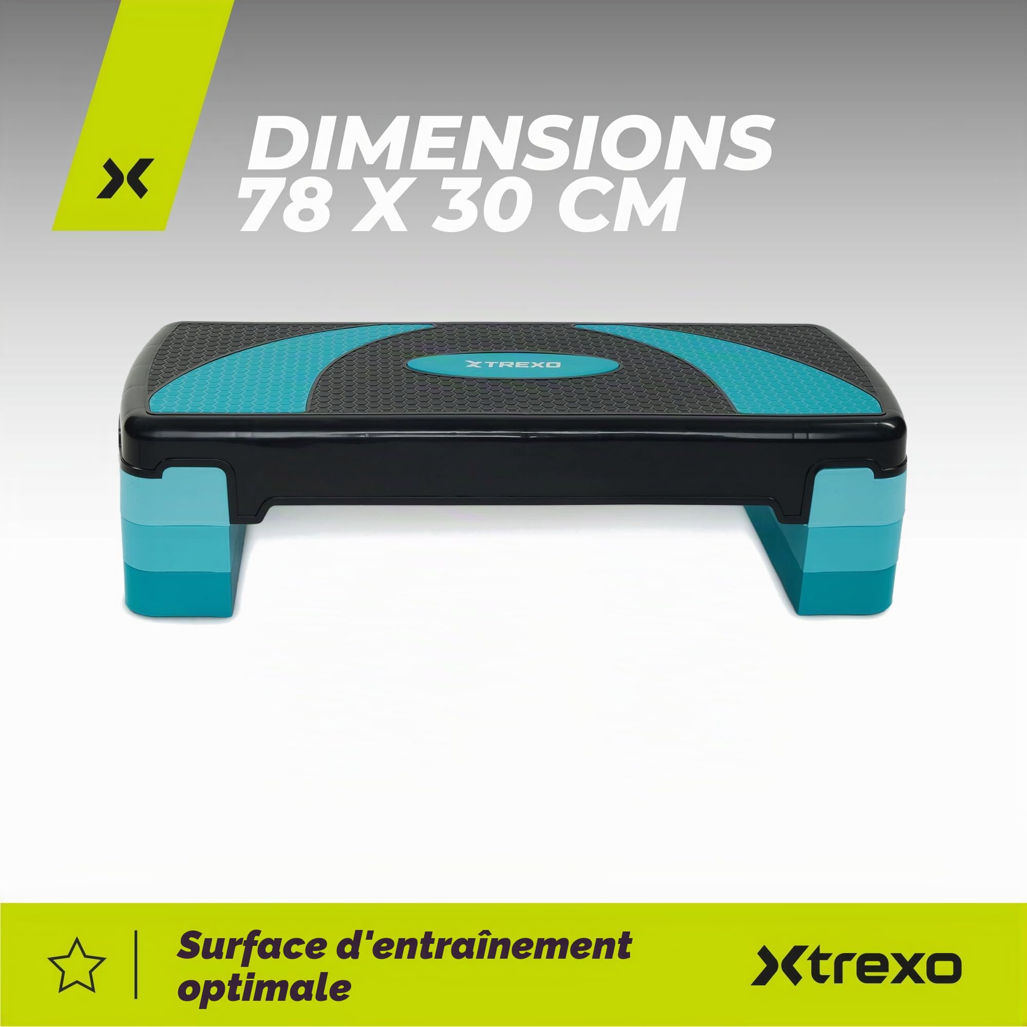 TREXO Marche aérobique 78 x 30 cm hauteur réglable 10-20 cm polypropylène TPR cardio fitness