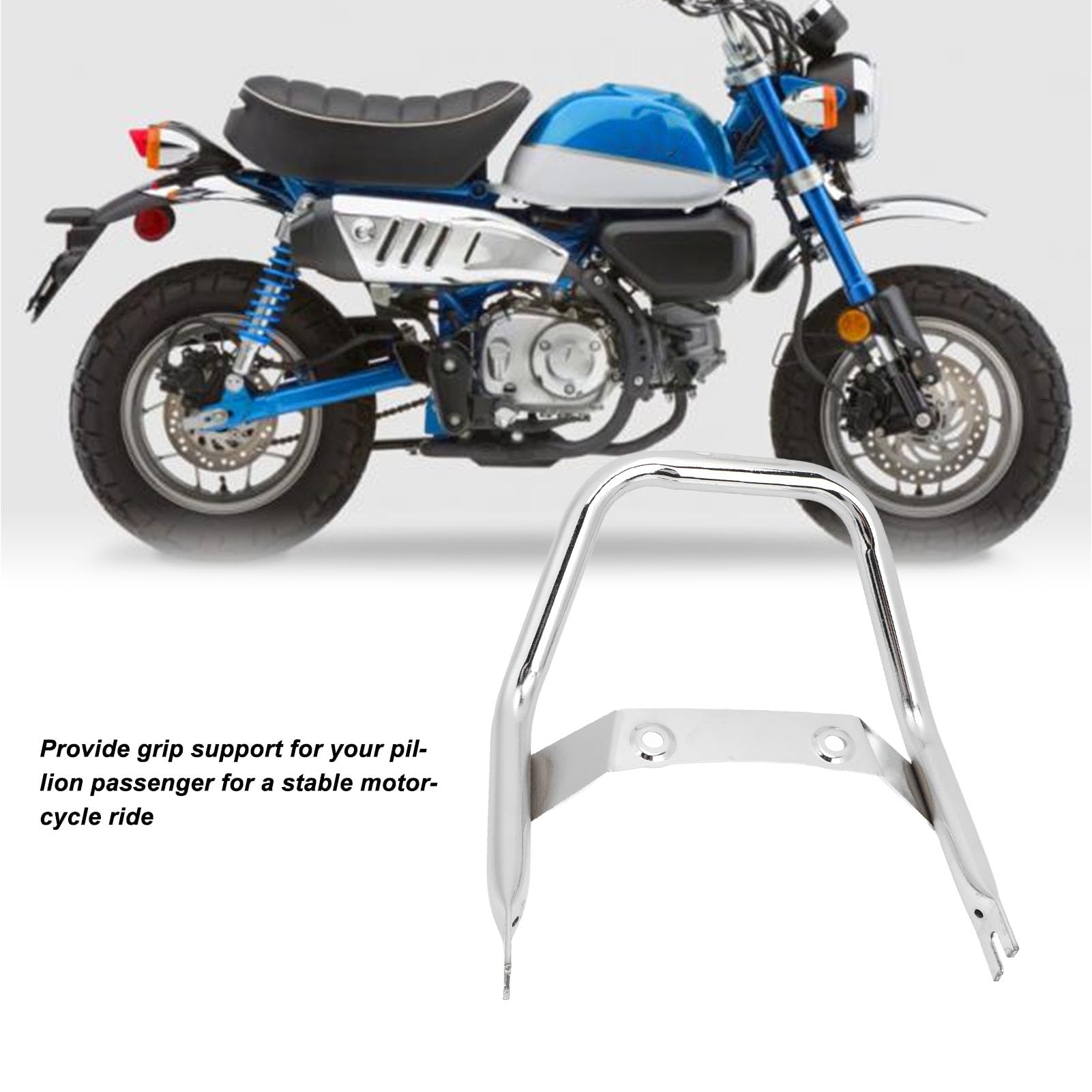 Generic Motorrad-Beifahrergriff für Monkey 125 2018–2023, Eisen, Silber, VEHICLE_RAIL, Sicheres Fahrerlebnis