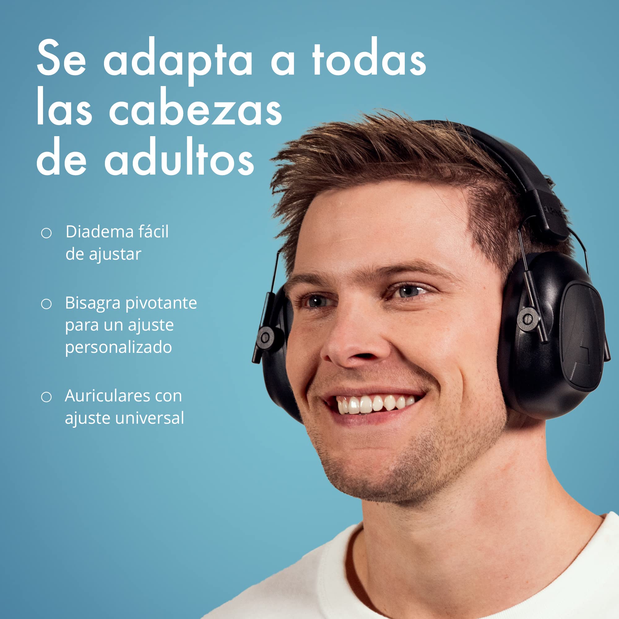 Alpine Defender - Orejeras de Protección Auditiva para Adultos – Cascos Aislantes de Ruido con Diadema Ajustable - Ideales para Concentración, Trabajo y Música - Reduce el Sonido en 26dB