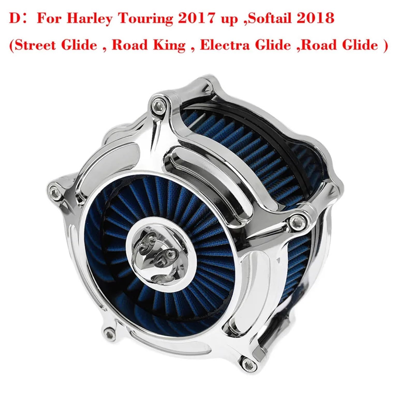 Kompatybilność z Pit Bike crossowym‌ Filtr powietrza wlotowego motocykla chromowany Element zamienny pasuje do Harley Softail Dyna Sportster Touring Glide(Blue d)