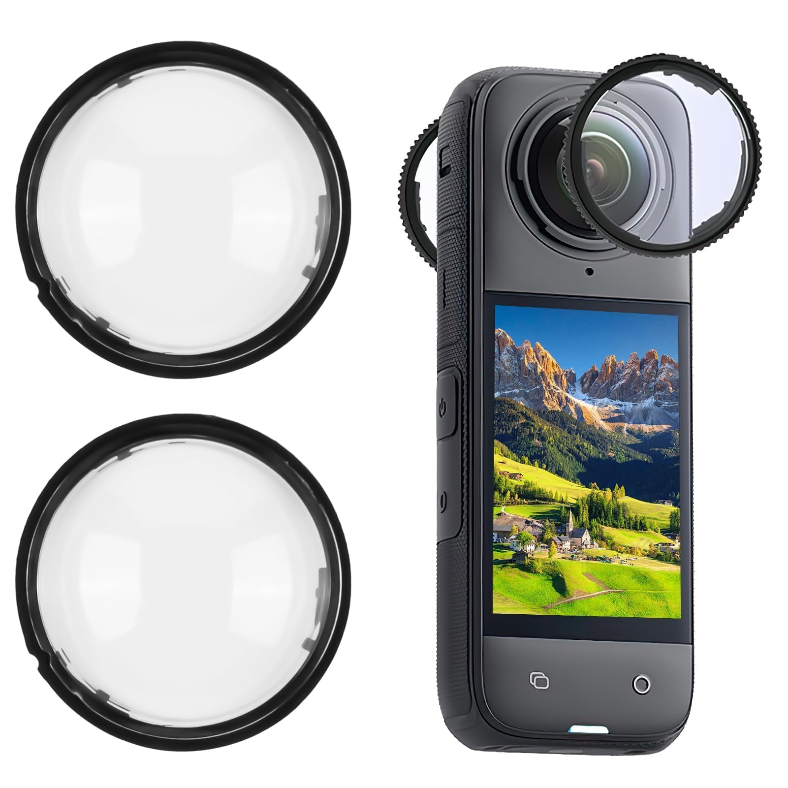 Protezioni Lenti Premium compatible con Insta 360 one X4 – Kit Protezione Obiettivo, Superficie Impermeabile, Antigraffio e Antipolvere, Accessori Fotocamera Sportiva, Alta Trasparenza