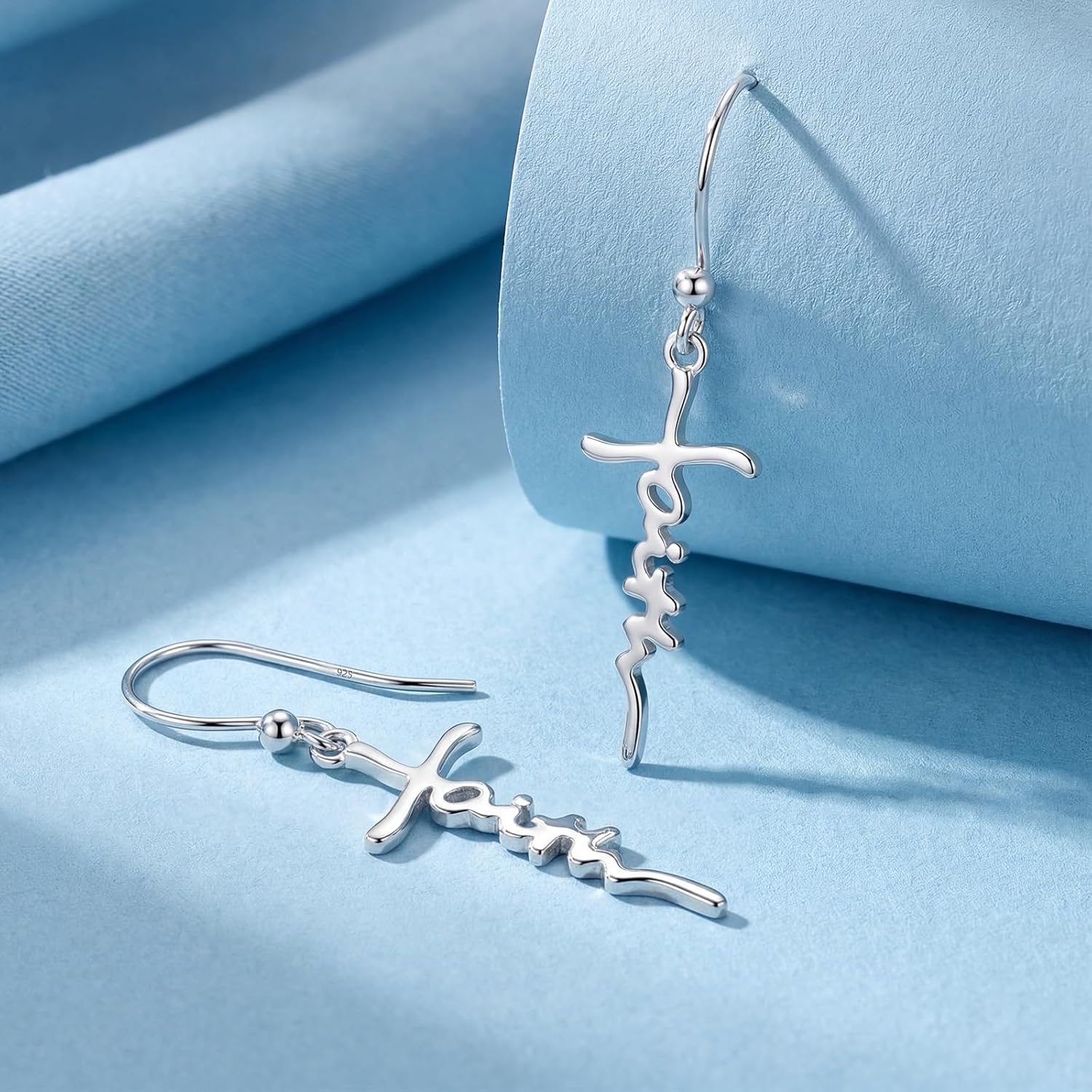 Mothers Day Gifts for Mom Cross Earrings 14K Gold Plated 925 Sterling Silver Faith Cross Drop Dangle Earrings Christian Religious Jewelry Gifts for Women Mom Wife Birthday