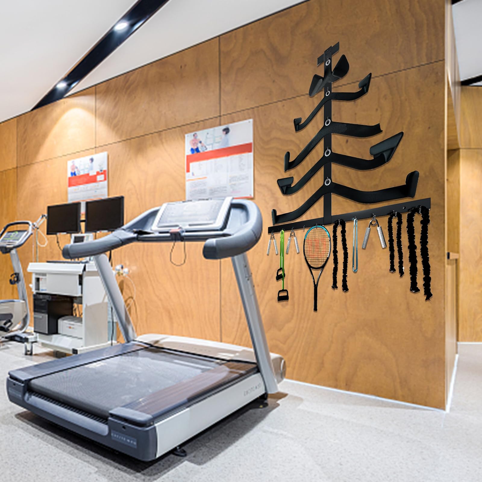 LAT - Barra porta accessori da palestra, organizer per accessori da palestra, accessori Lat LAT per diverse maniglie dei cavi, supporto resistente per il fitness a casa e a parete