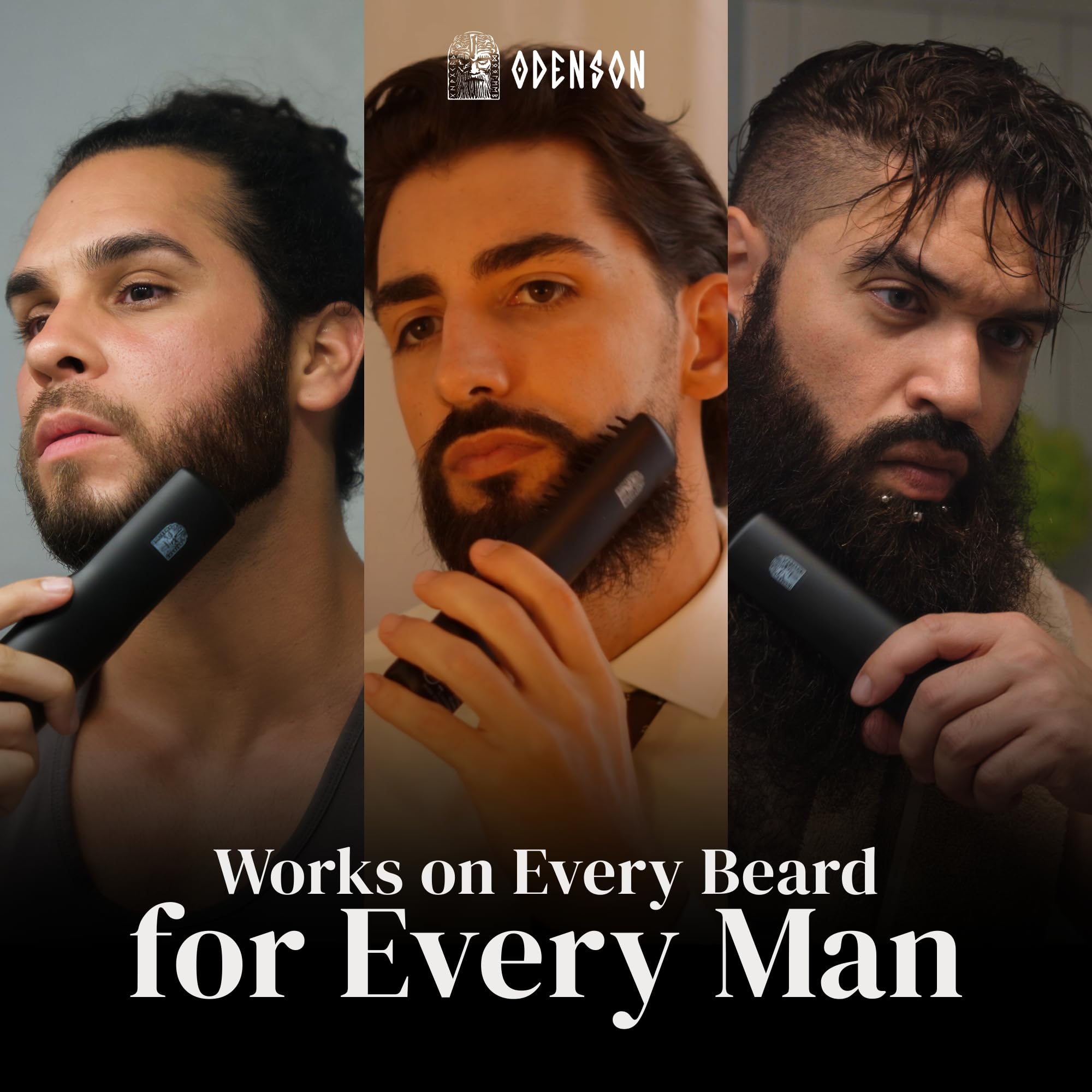 Odenson Beard Forger - Strumento definitivo, spazzola e piastra riscaldata a batteria per barba e capelli, pettine riscaldato per lo styling e la cura della barba