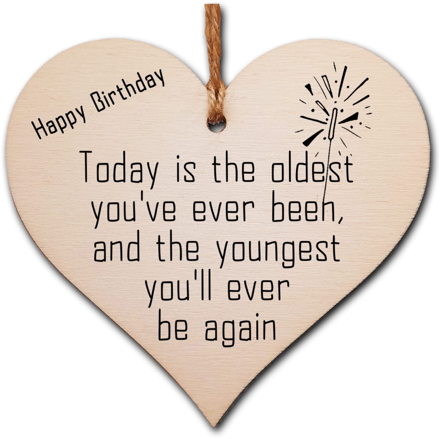 Gift In Can Single Heart Birthday Wooden Heart Plaque – Funny & Sentimental Hanging Gift With Twine – Rustic Card Alternative For Friends & Family