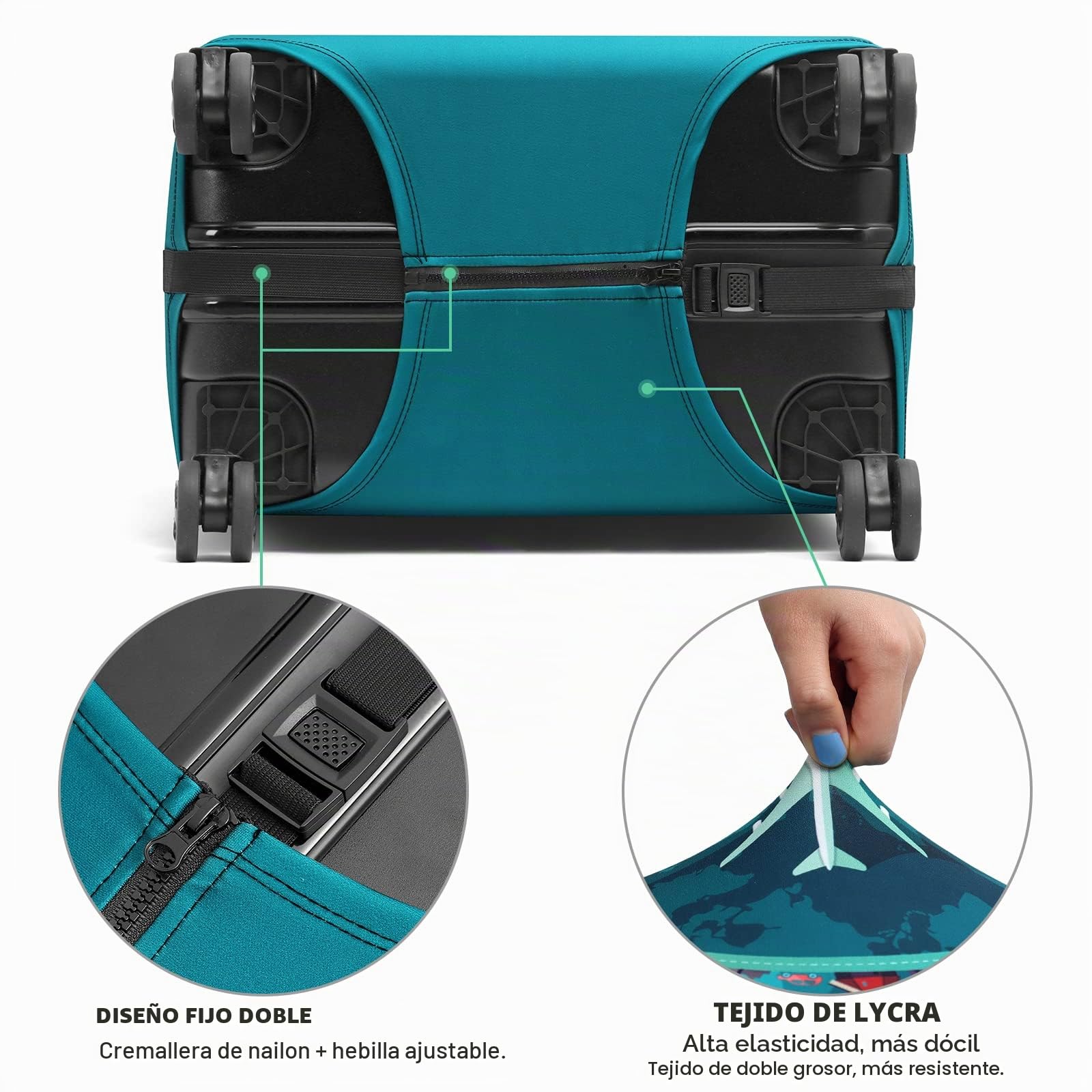Funda para Maleta de 18 a 32 Pulgadas, de Fibra de carbón de bambú, de poliéster, Transparente, Funda Protectora para Carrito de Viaje