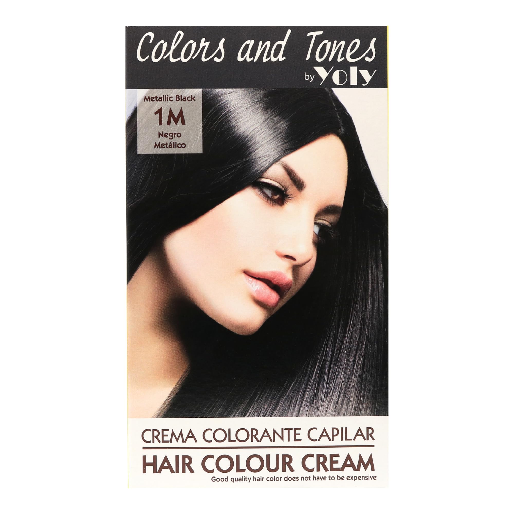 Yoly Color and Tones Permanent Hair Color Cream - 1M Metallic Black - Deep & Reflective Shine - Long-Lasting Color - Easy to Apply