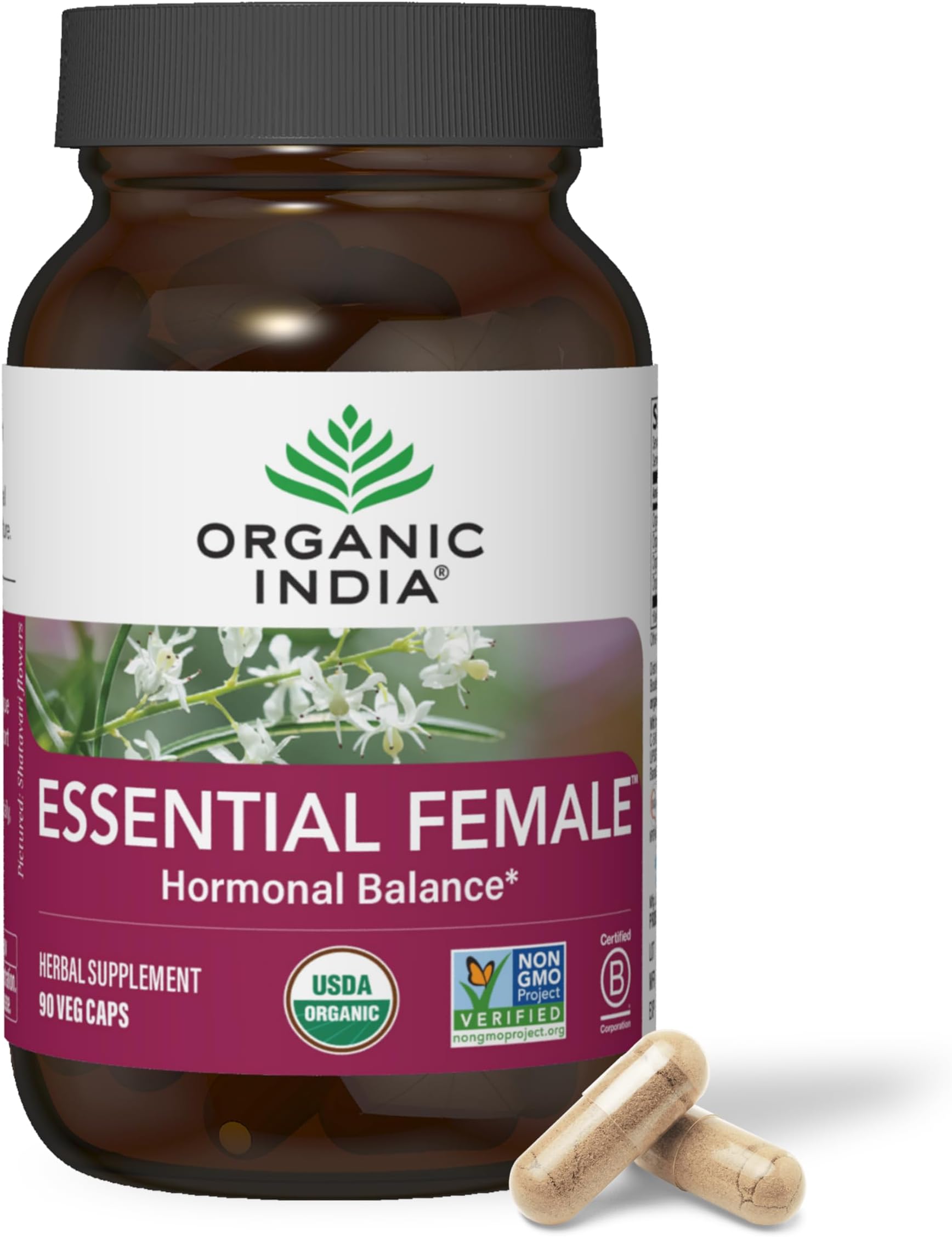 Essential Female Herbal Supplement - Hormonal Balance, Women's Formula, Reproductive Health, Adaptogen, Ayurvedic, USDA Certified Organic, Non-GMO - 90 Capsules