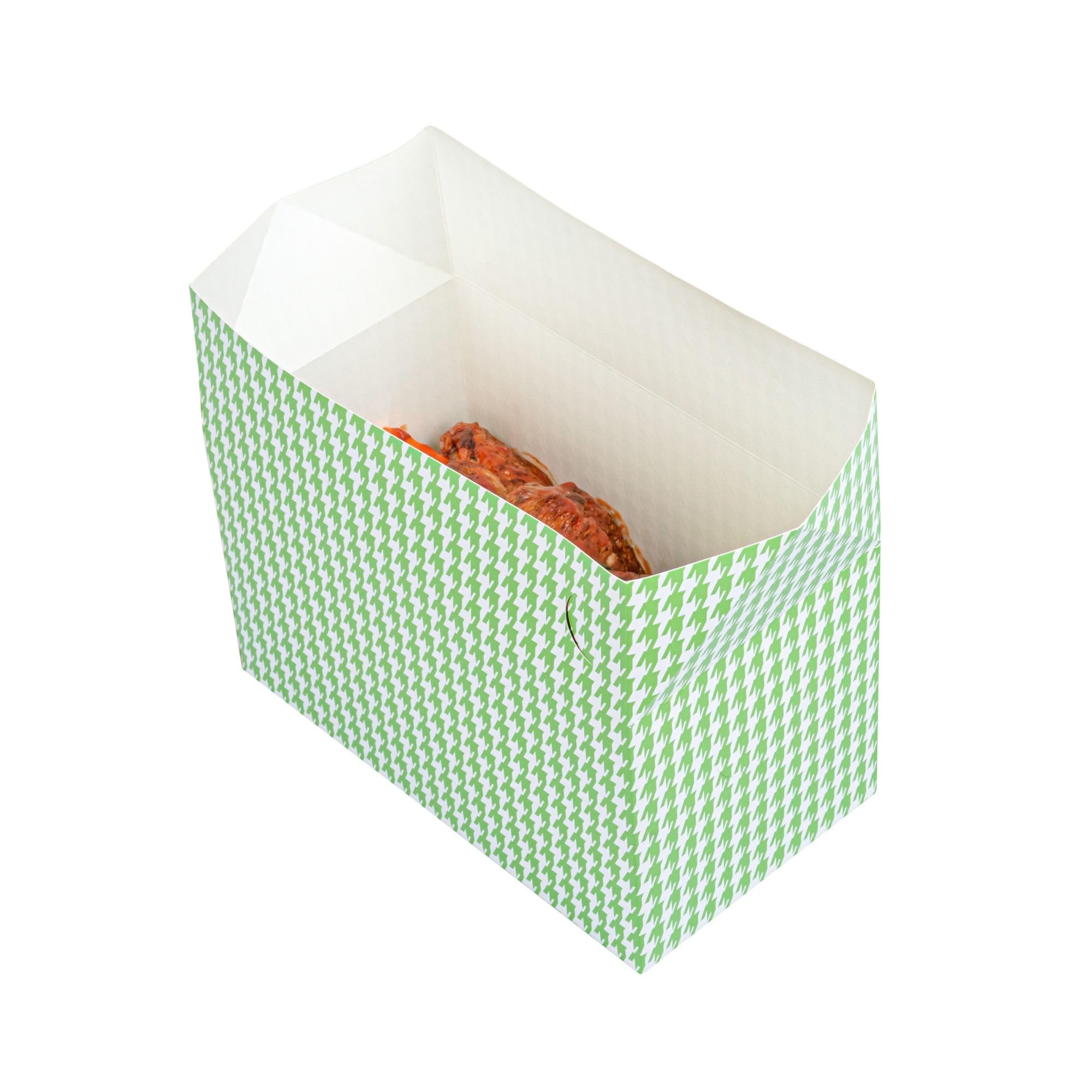 Restaurantware Paper Takeout Box 400 Count 80 Oz Greaseproof Freezer-Safe Food Box Spill-Resistant Quick Assembly Green Houndstooth