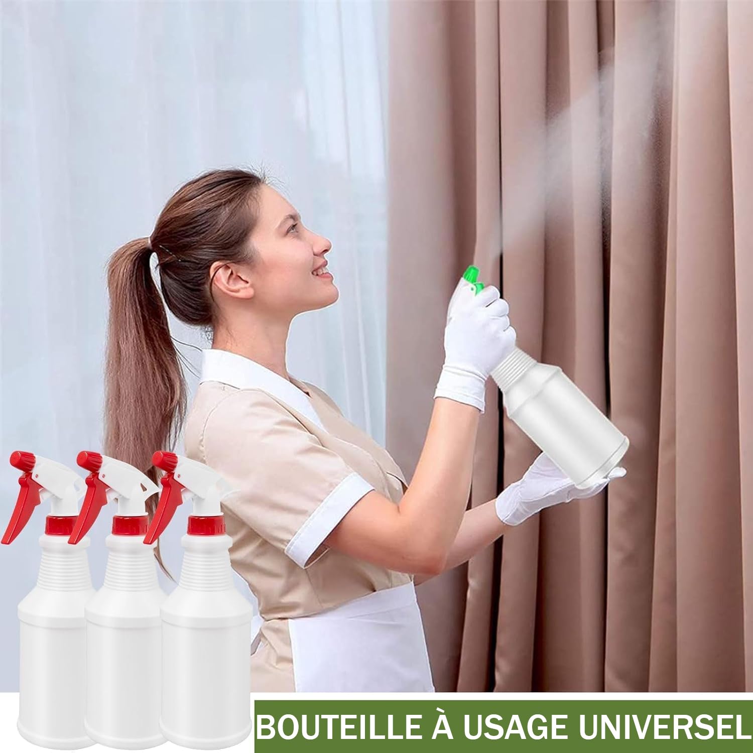 Lot de 12 Vaporisateurs Vides 500ml, Bouteilles Spray en Plastique avec Buse Réglable (Jet/Brume), Flacons Pulvérisateurs Étanche pour Nettoyage, Jardinage et Maison