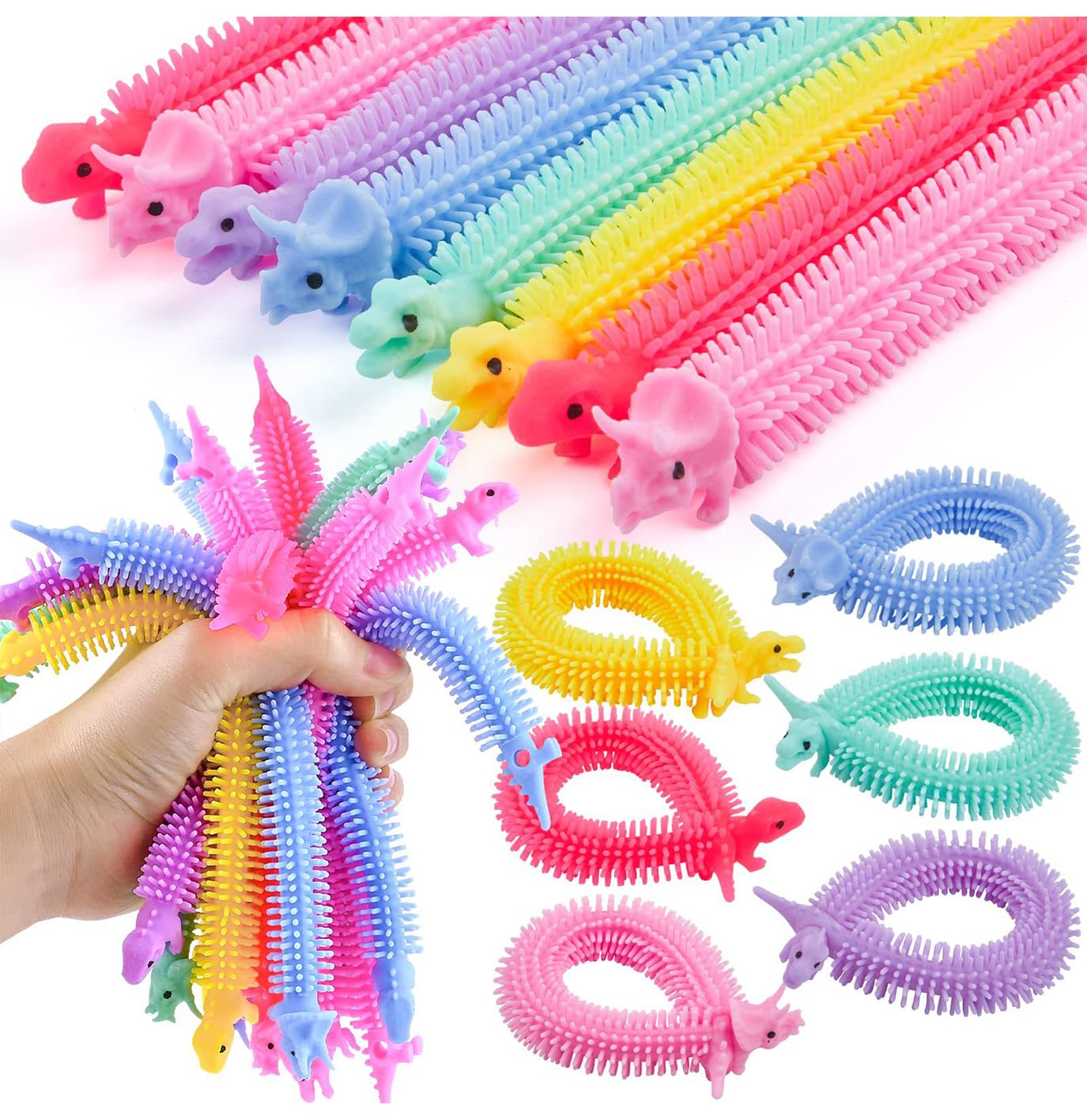 GWAWG 10pcs Dinosaur Unicorn Stretchy Strings Toys 2pcs Mini Animals Soft Squeeze Toys Colorful Sensory Stress Toys for Adults Children with Against Anxiety Autism - Image 3