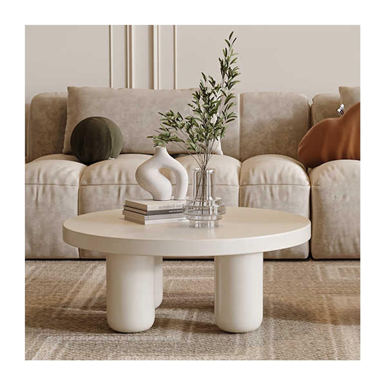Mesa De Centro Mesa De Té Central Juego De Mesa De Centro Moderno De 2 Piezas Mesa De Café Blanca Moderna Mesa De Té para Sala De Estar Mesa De Centro De Madera(Small Coffee Table)