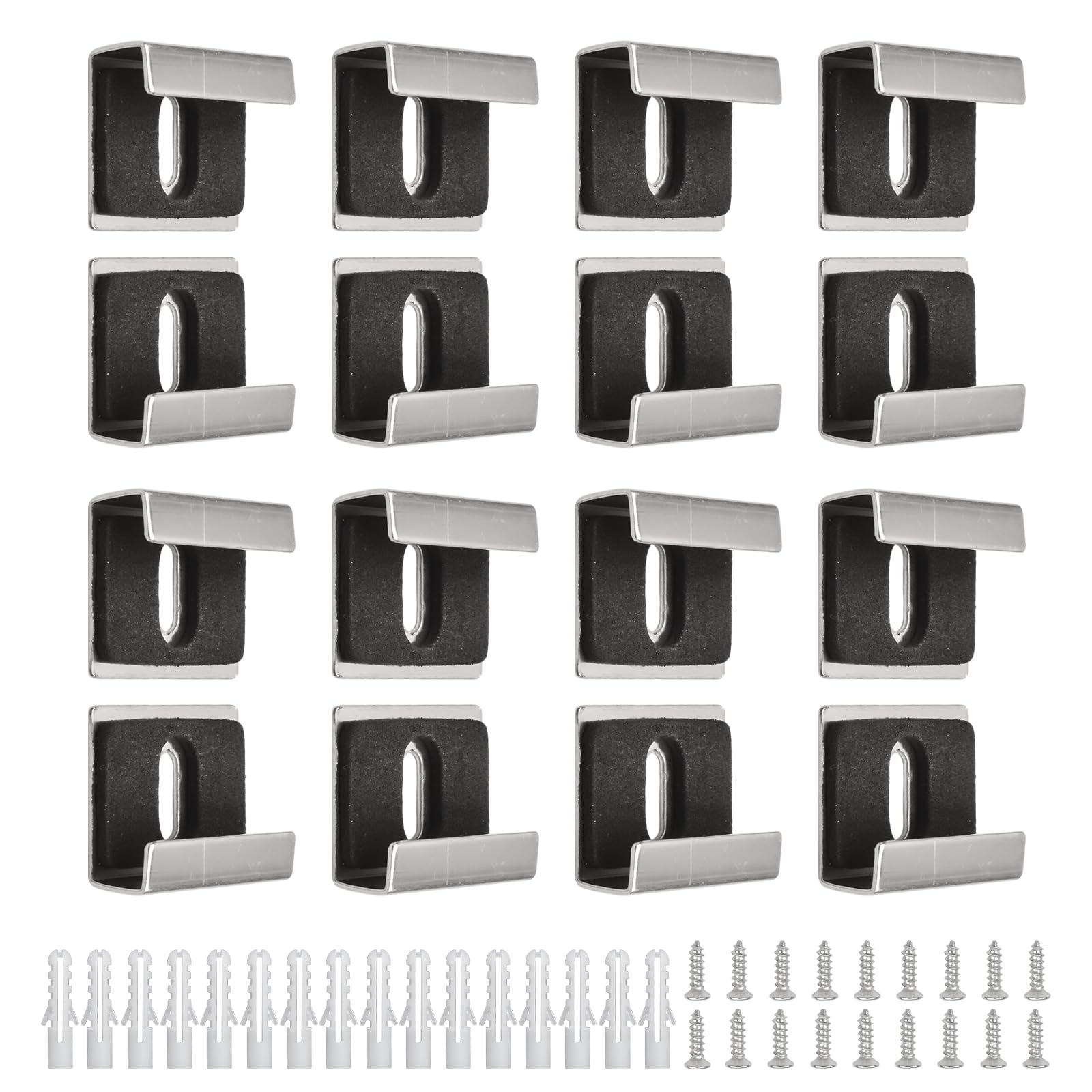 Mirror Holder Kit - 16 Stainless Steel Mounting Brackets for 6-8mm Thick Frameless Mirror