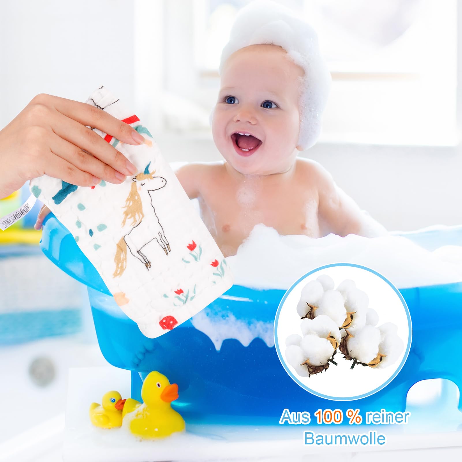 Set Salviette Mussola Neonato Cotone 25x25cm 8 Pezzi Morbidi Asciugamani Bagnetto