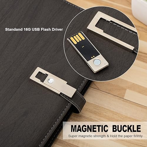 Miniatura 5 de Carpeta A5, organizador personal de piel sintética A5 con controlador flash USB de 16G, funda para documentos, tarjeteroportalápices para papel de
