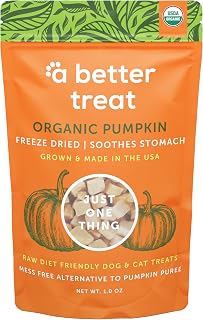 A Better Treat Freeze-Dried Organic Pumpkin Dog & Cat Treats - Single Ingredient, Digestive Support, Low-Calorie, USA Made