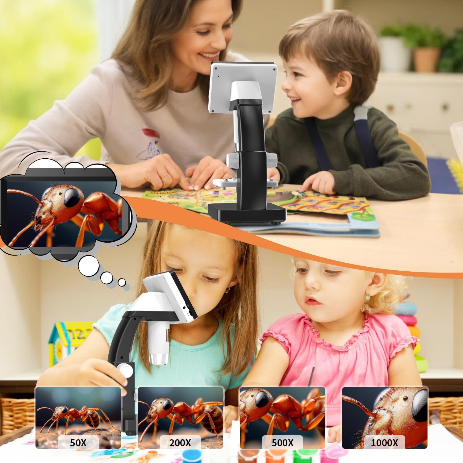 Hayve 4.3'' IPS Coin Microscoop, 1000X vergroting digitale microscoop voor volwassenen, munten collectie benodigdheden met 8 verstelbare LED's, Windows compatibel, 32 GB TF-kaart