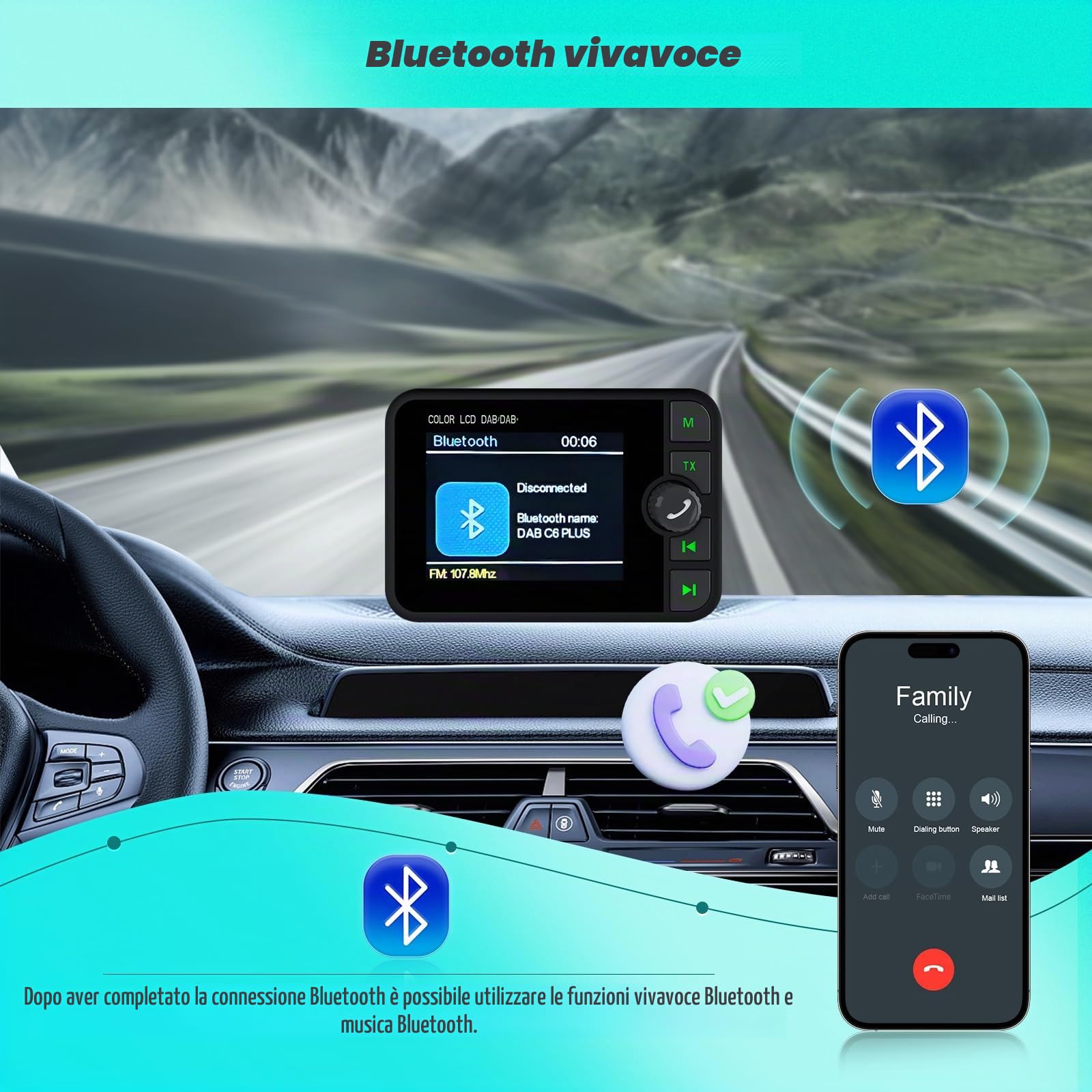 Hikity DAB/DAB+ Adattatore con Schermo LCD da 2, 4, USB 2.0 DAB Digitale Ricevitore Sintonizzatore DAB Dongle per Android Autoradio