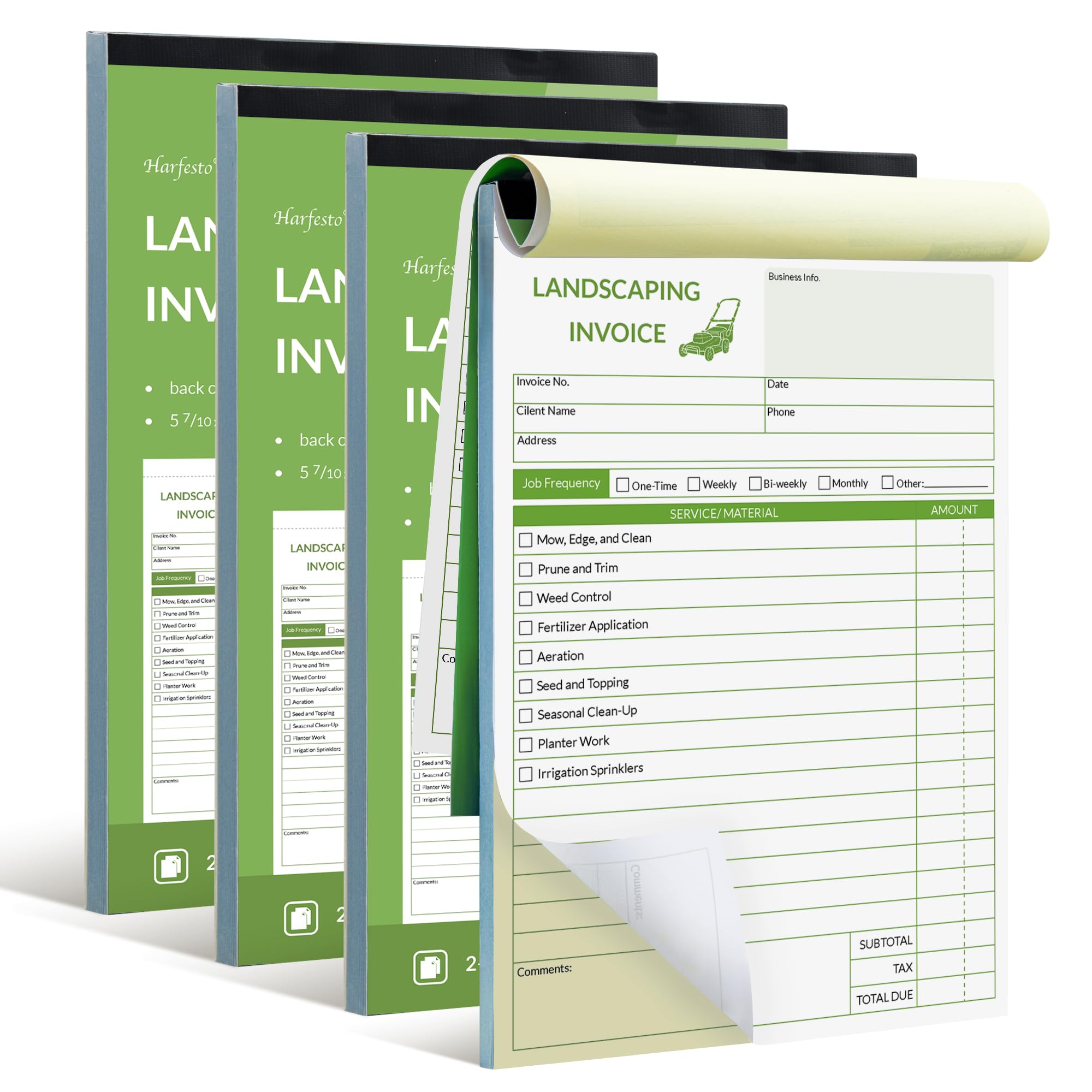 Harfesto 200 Sets Professional Garden Service Invoice Book Landscaping Work Order Forms Lawn Care Accessories 5.7" x 8.3" 2 Part Self Copy