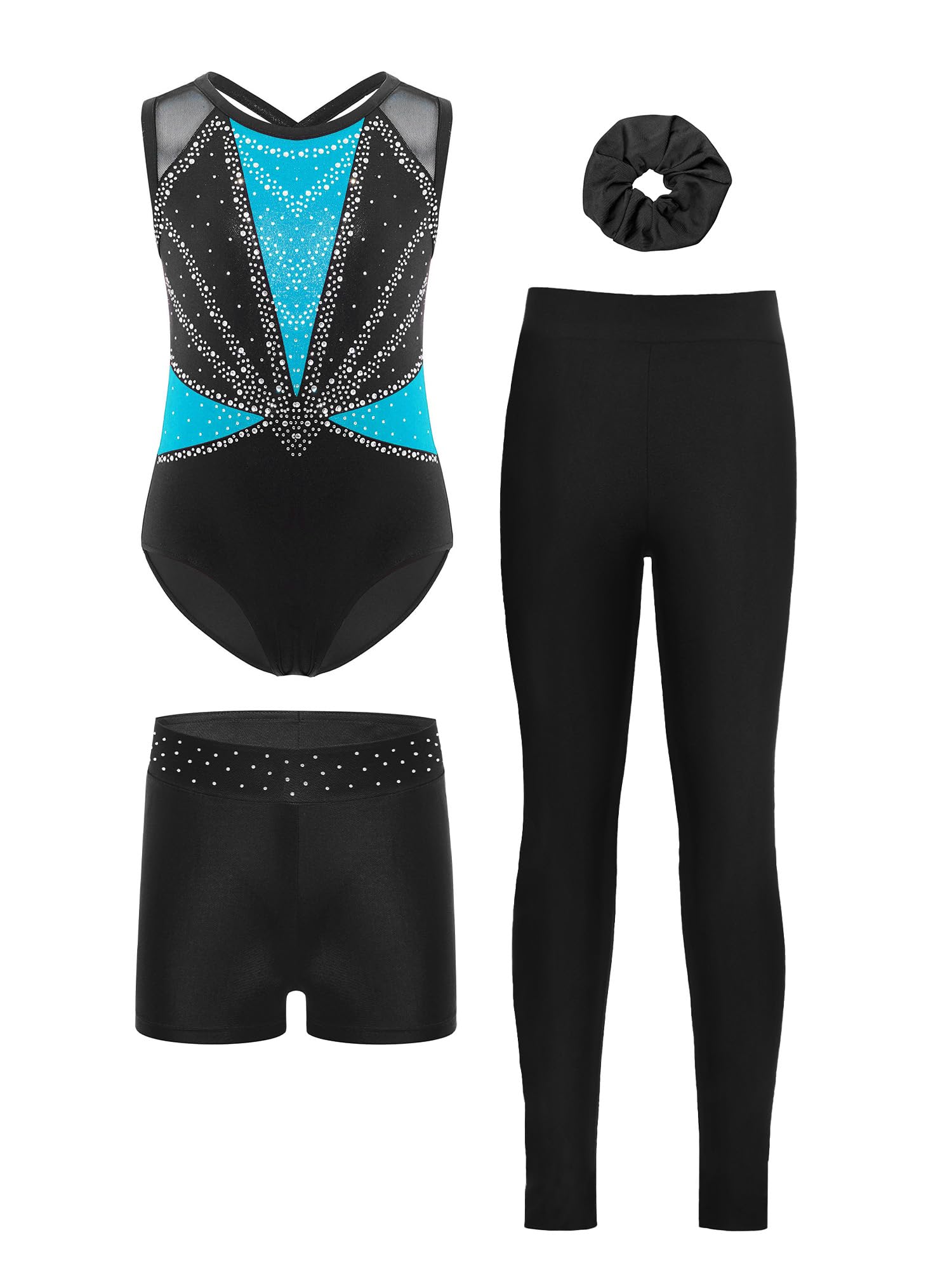 Vxuxlje Bambini Body Ginnastica Ritmica Bambine Con Shorts Tuta Intera Da Pattinaggio Artistico Ragazze Body Danza Classica Danza Classica Azzurro chiaro 13-14 anni