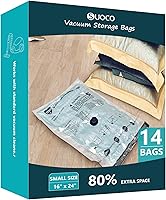 Vista 1 de Bolsas de almacenamiento al vacío, bolsas de sellado de embalaje de compresión para ropa, ropa de cama, edredones, mantas, almohadas, 14 pequeñas