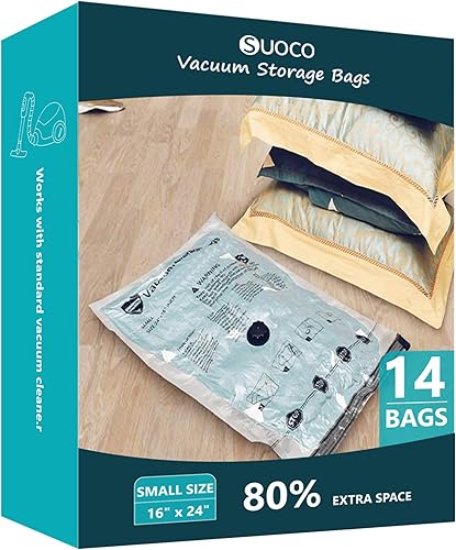 Bolsas de almacenamiento al vacío, bolsas de sellado de embalaje de compresión para ropa, ropa de cama, edredones, mantas, almohadas, 14 pequeñas