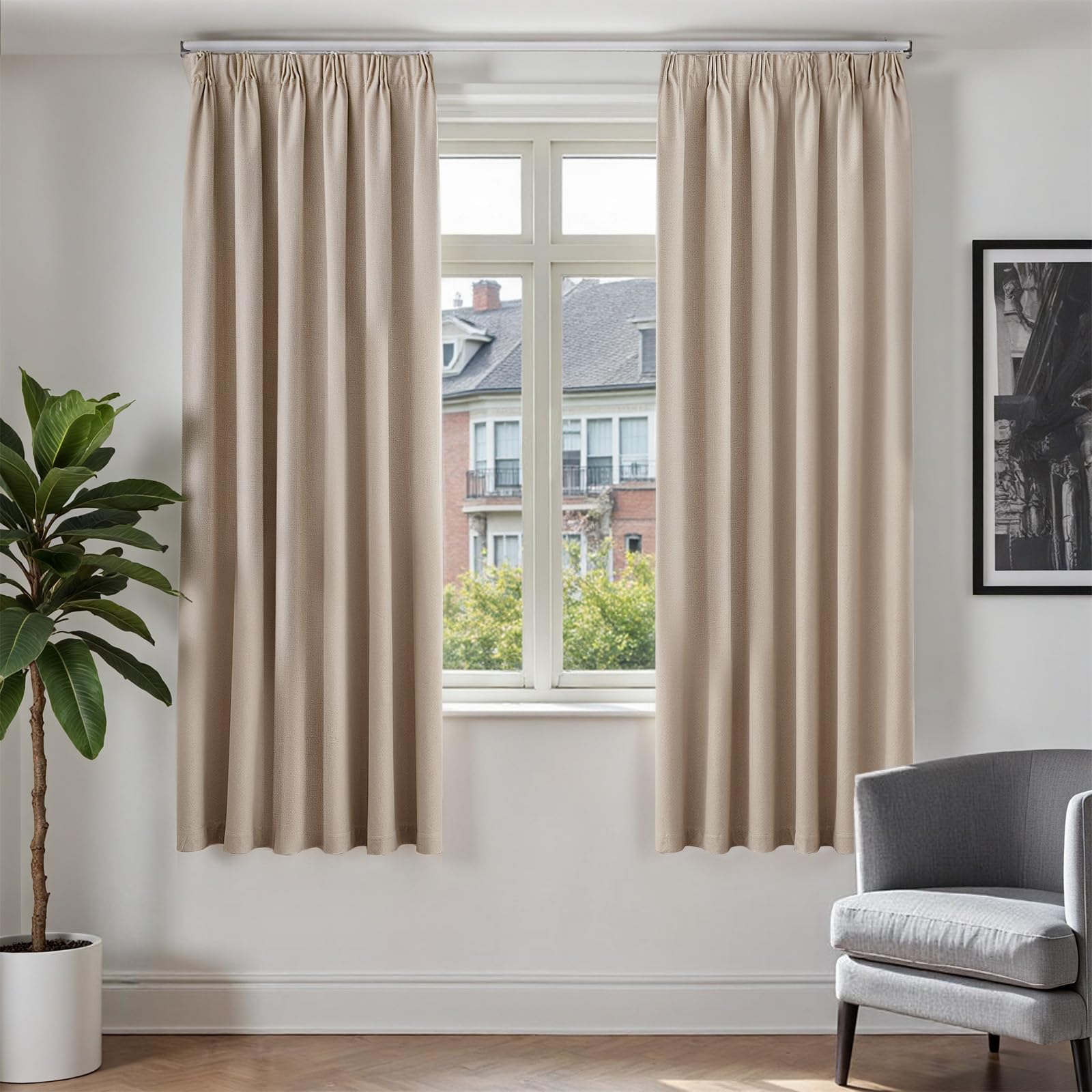 Rideaux occultants 175x140 cm opaques pour bloquer la lumière de la chambre à coucher