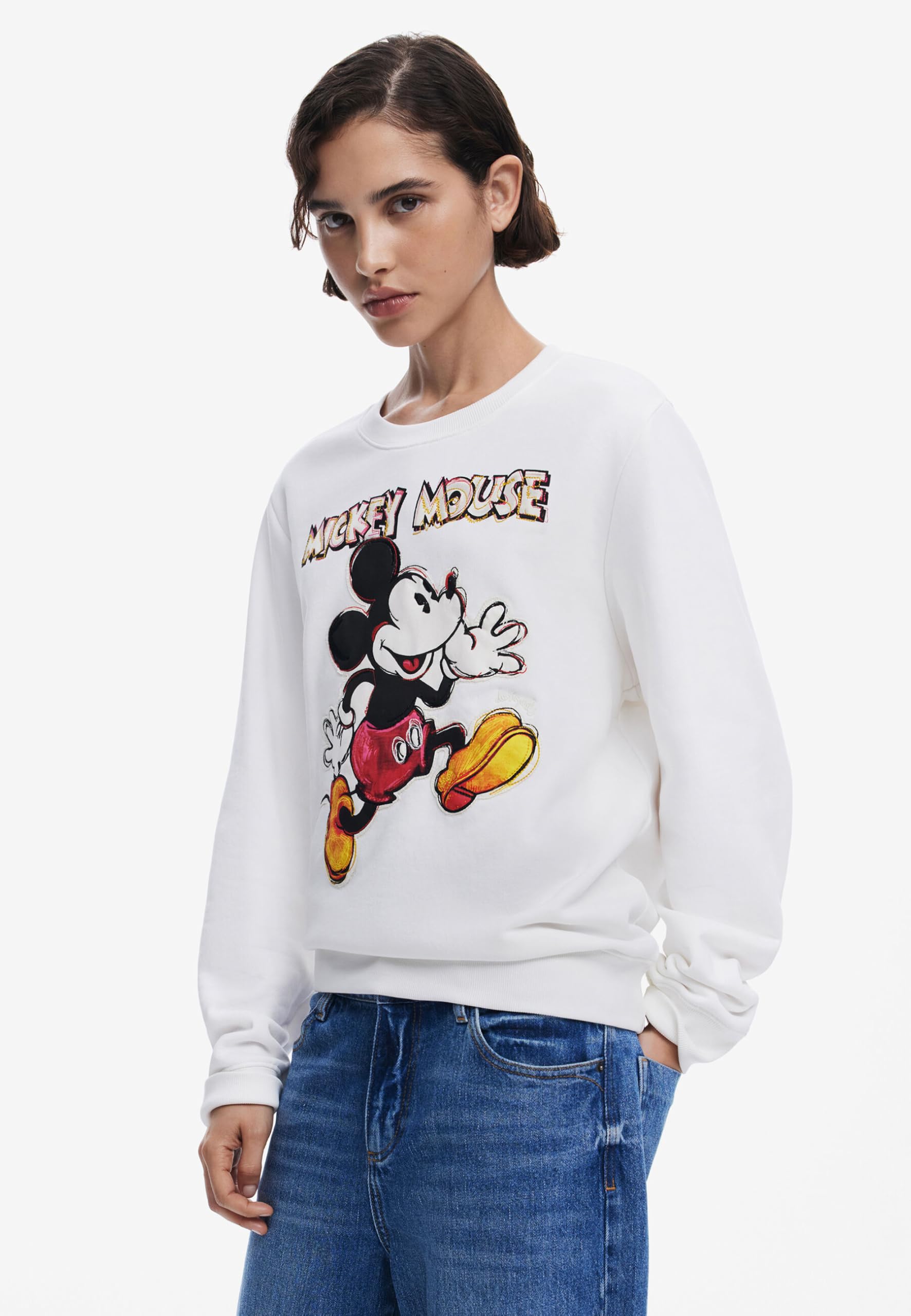 Desigual Sweat_Avery Mickey, 1001 Raw, S, biała, S