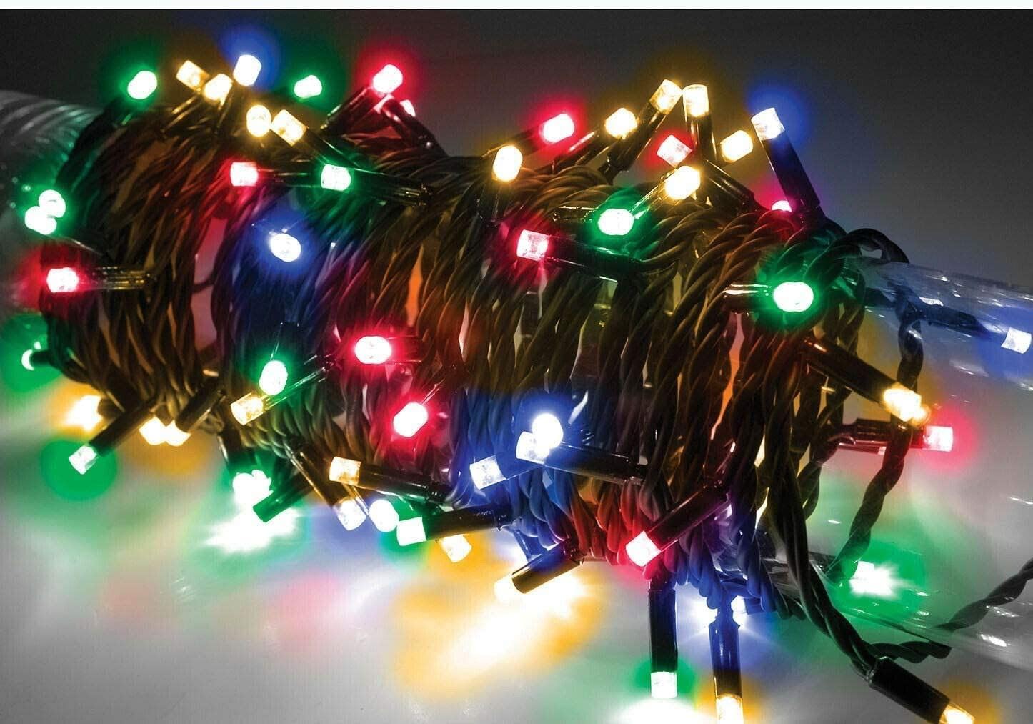 HomeZone 16m Multi Coloured Battery Operated Christmas Lights - 200 LED Fairy String Lights with Timer - Durable Indoor Outdoor Xmas Tree Lighting for Windows, Gardens & Seasonal Décor